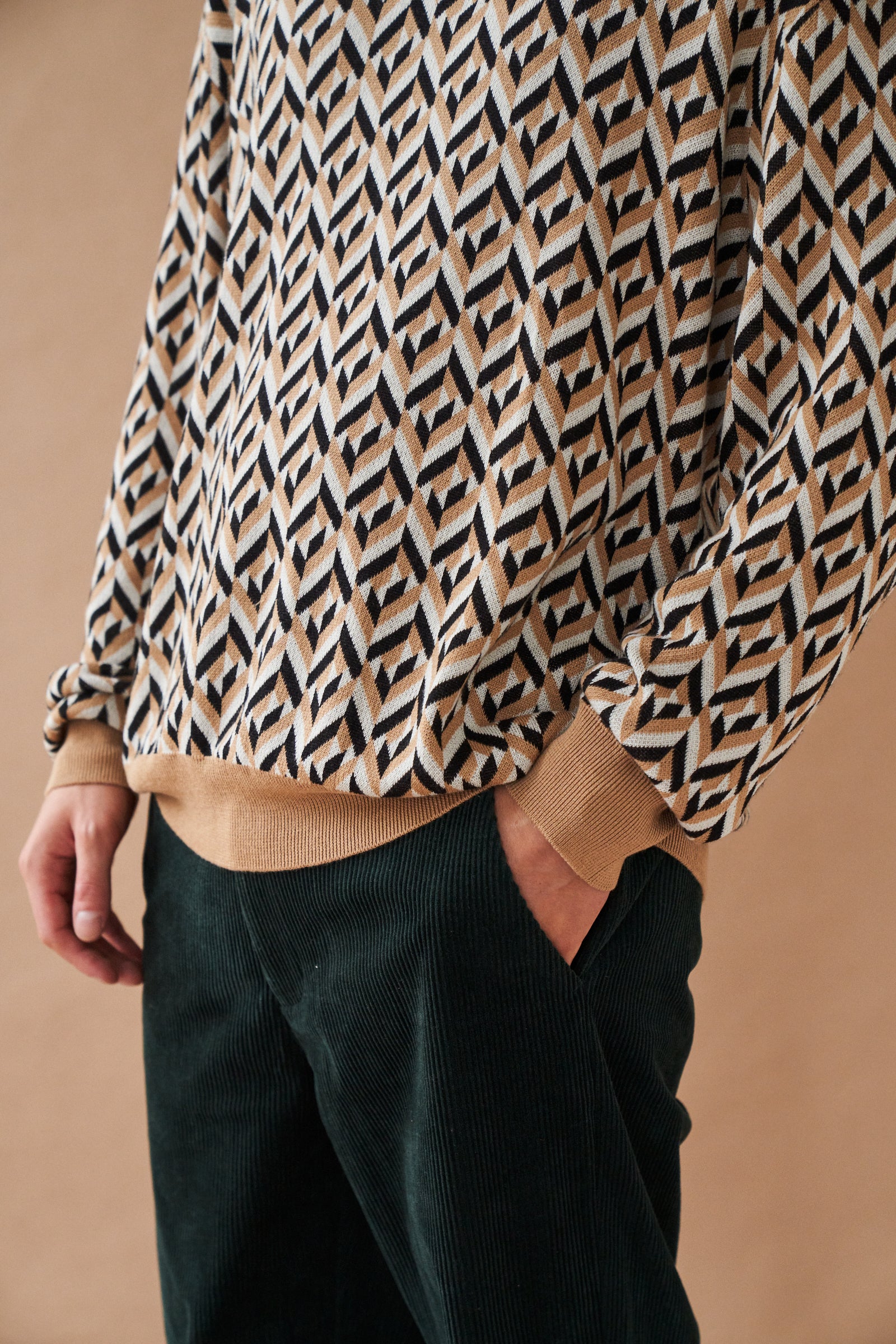 CHEVRON BROWN LONGSLEEVE POLO - Image 5