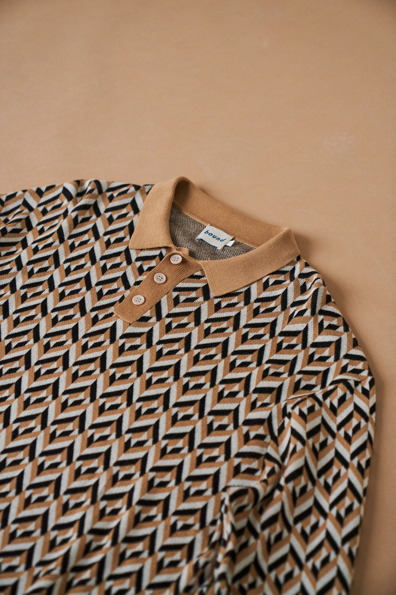 CHEVRON BROWN LONGSLEEVE POLO - Image 6