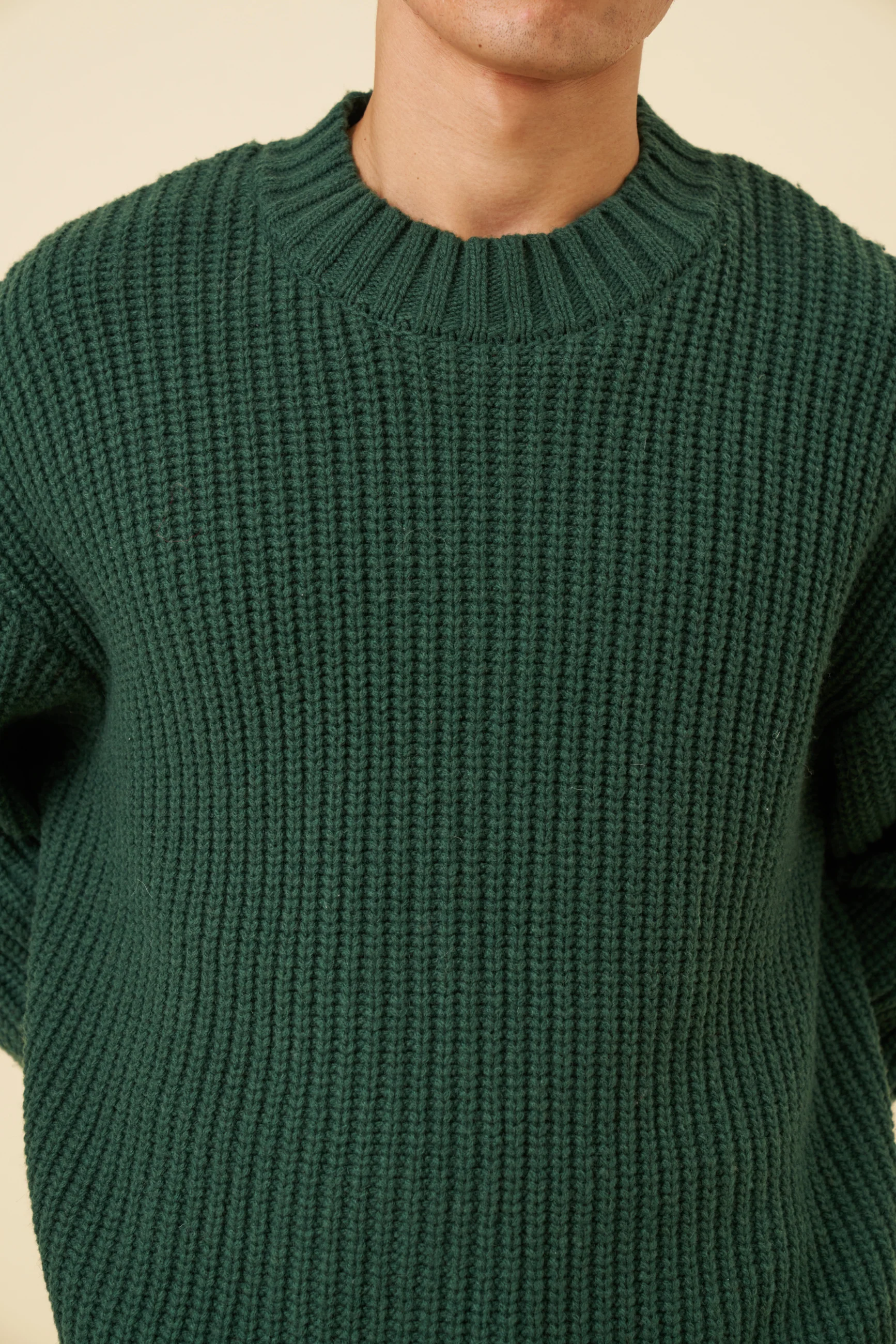 CHUNKY MOCK NECK KNIT - BOTTLE GREEN - Image 4