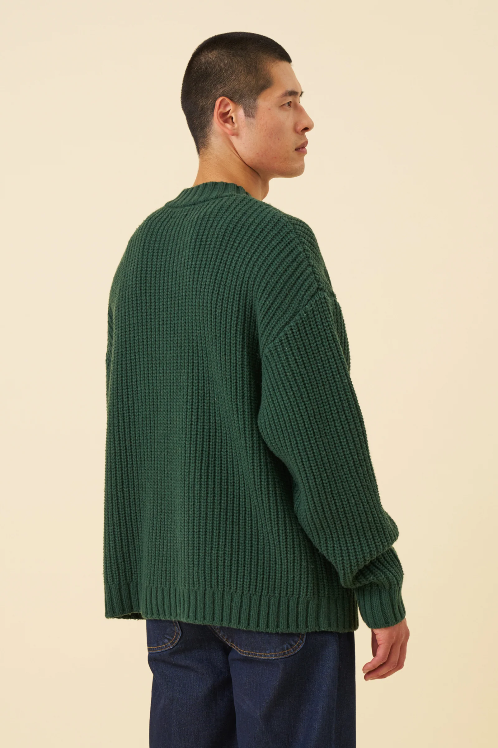 CHUNKY MOCK NECK KNIT - BOTTLE GREEN - Image 5