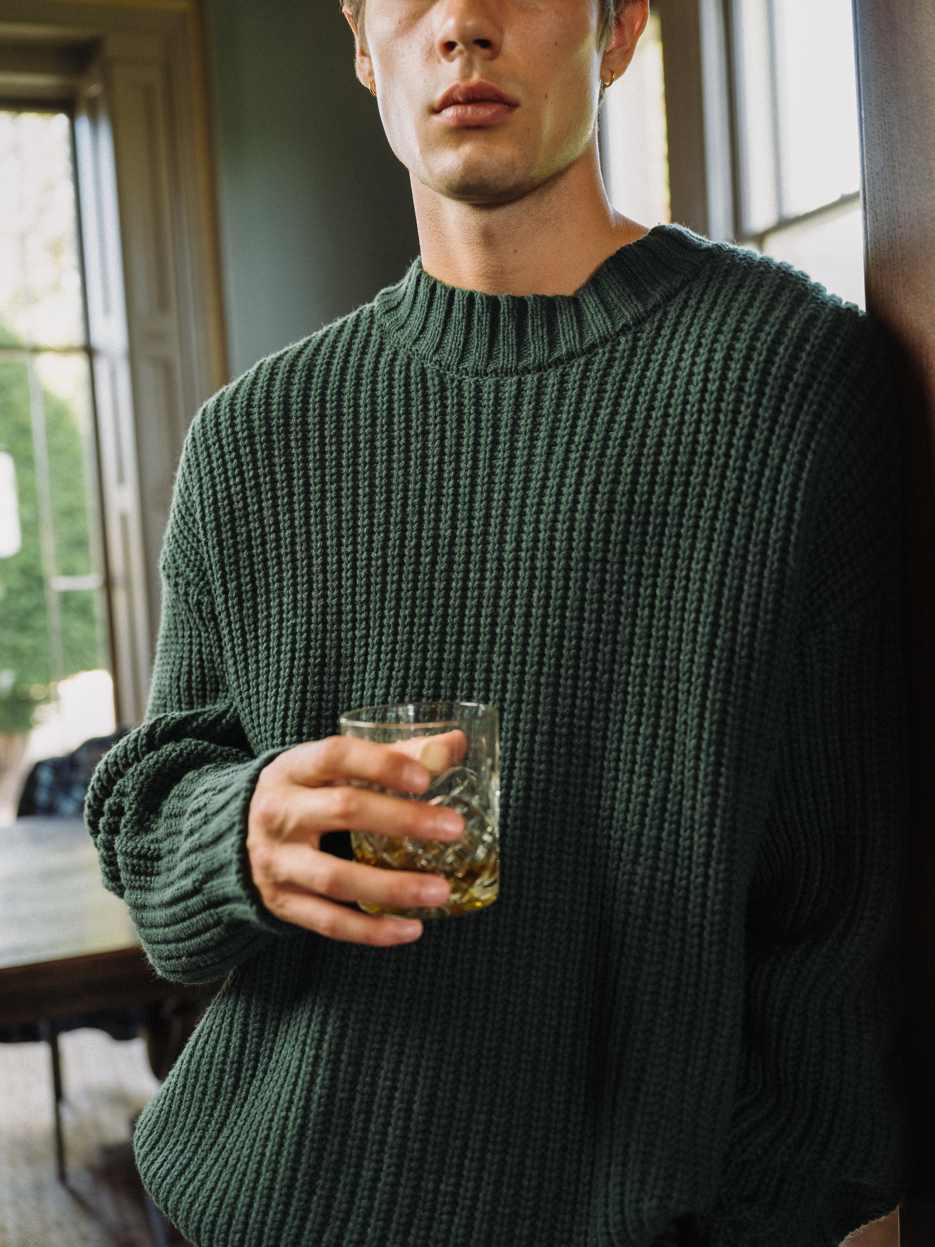 CHUNKY MOCK NECK KNIT - BOTTLE GREEN - Image 7