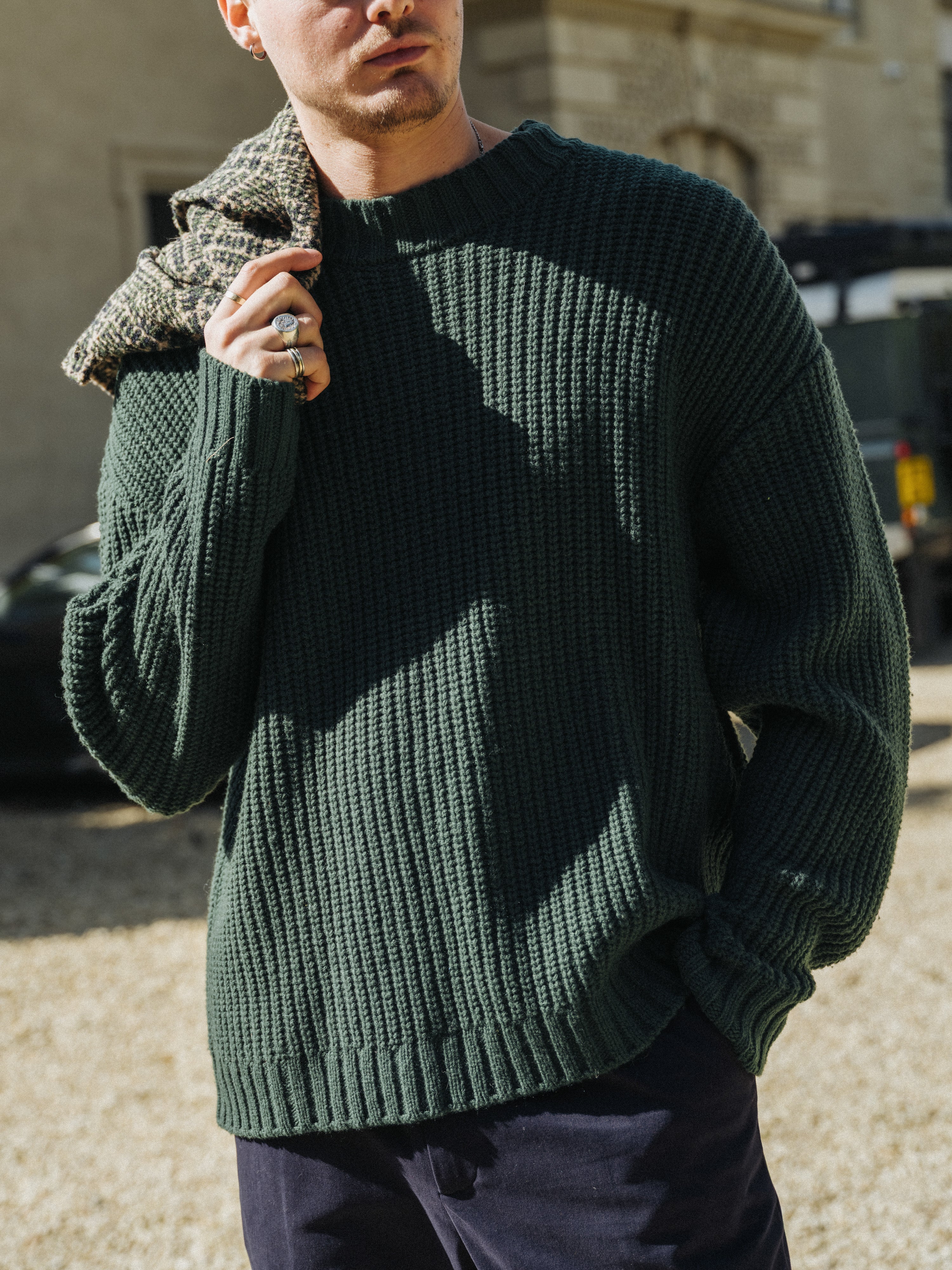 CHUNKY MOCK NECK KNIT - BOTTLE GREEN - Image 8