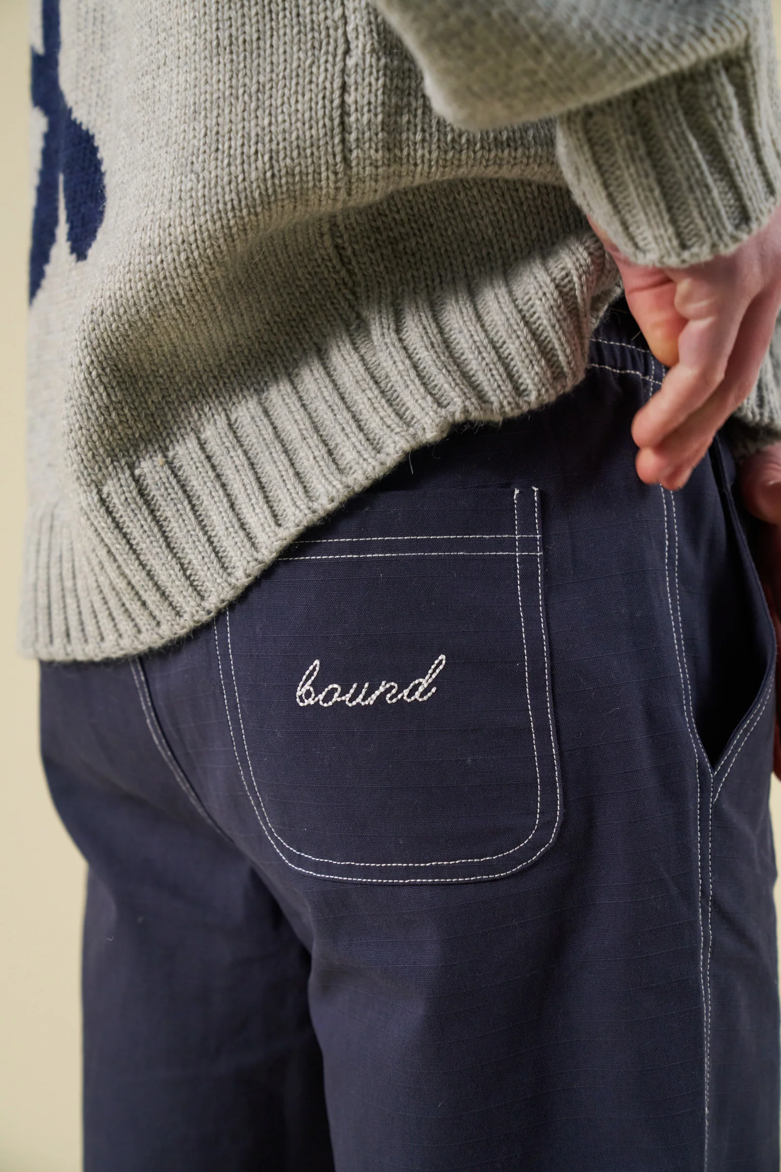 CONTRAST RIPSTOP CANVAS TROUSER - MID BLUE - Image 4