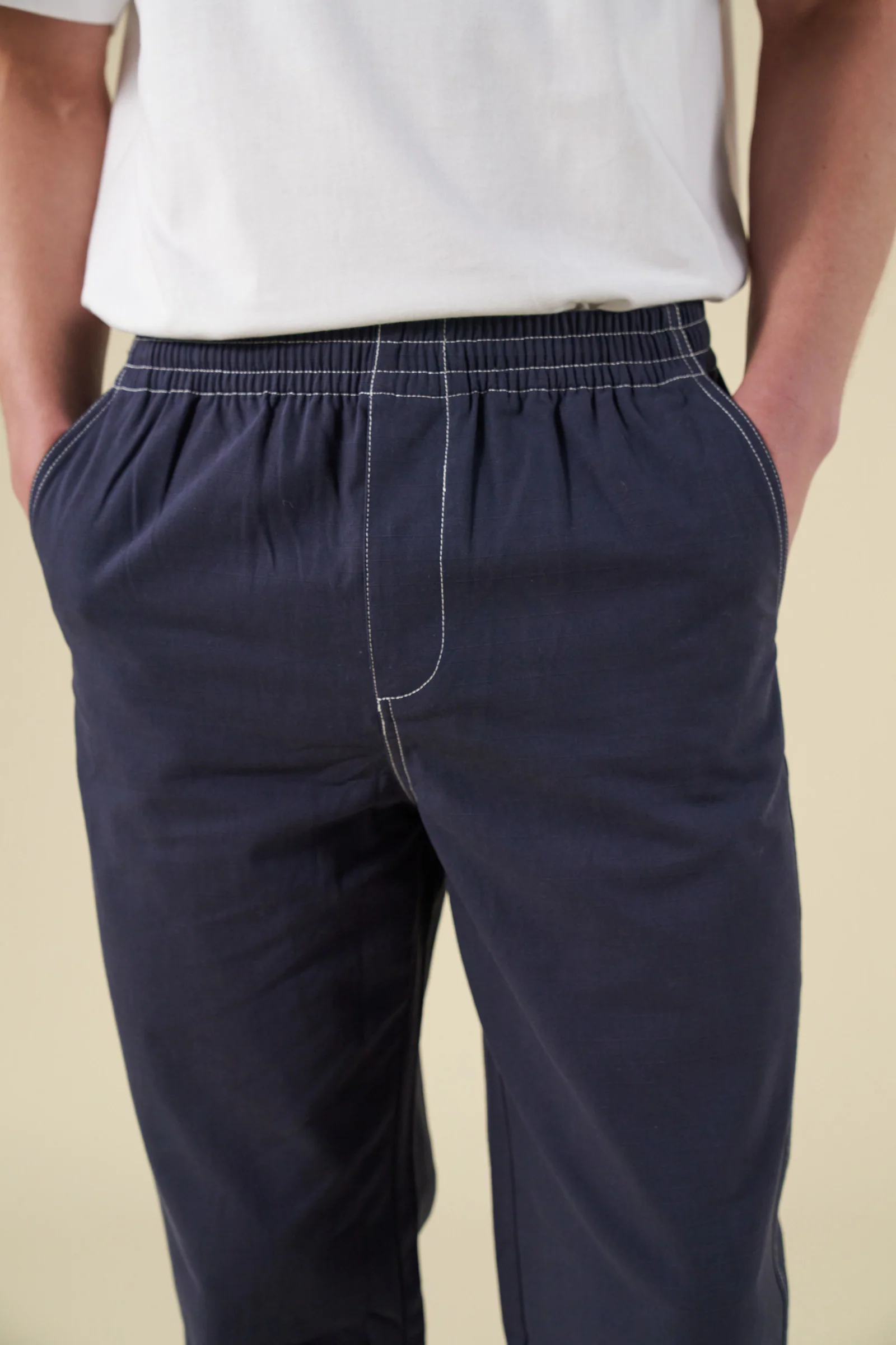 CONTRAST RIPSTOP CANVAS TROUSER - MID BLUE - Image 6