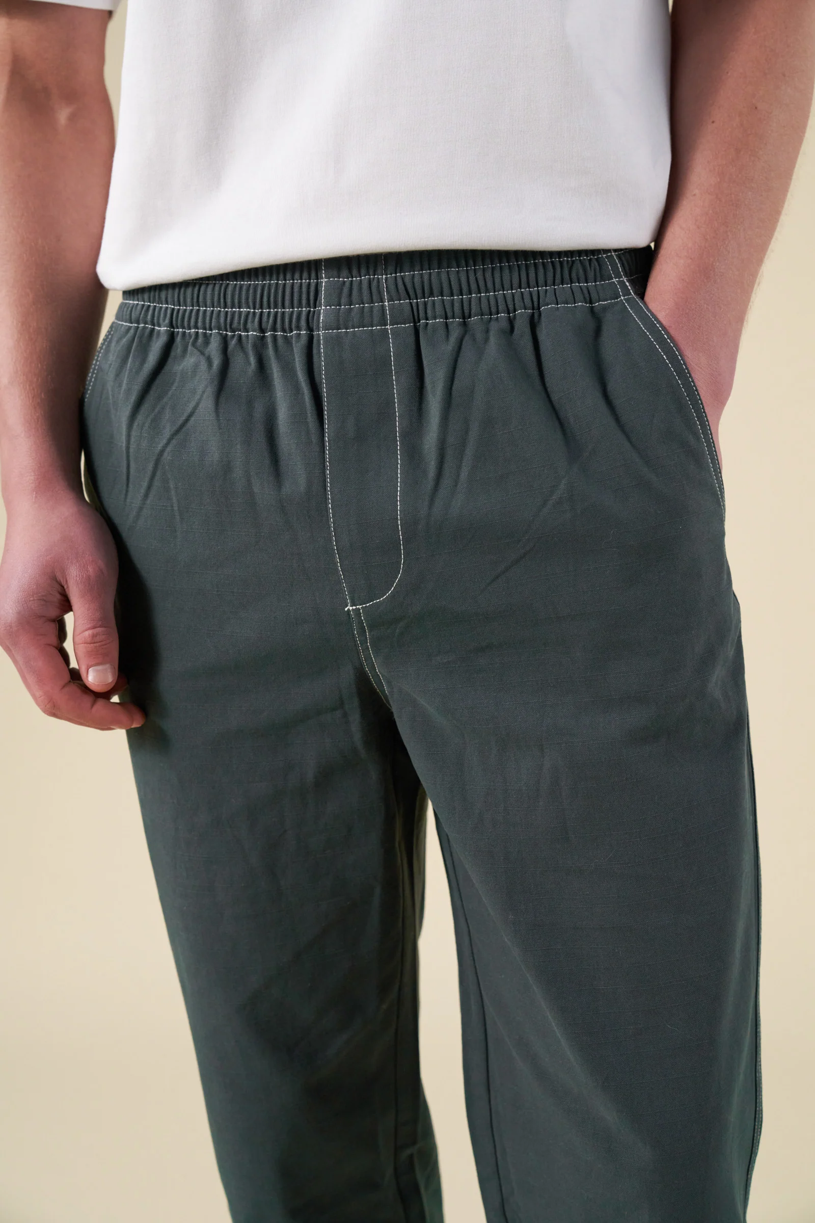 CONTRAST RIPSTOP CANVAS TROUSER - MID GREEN - Image 6