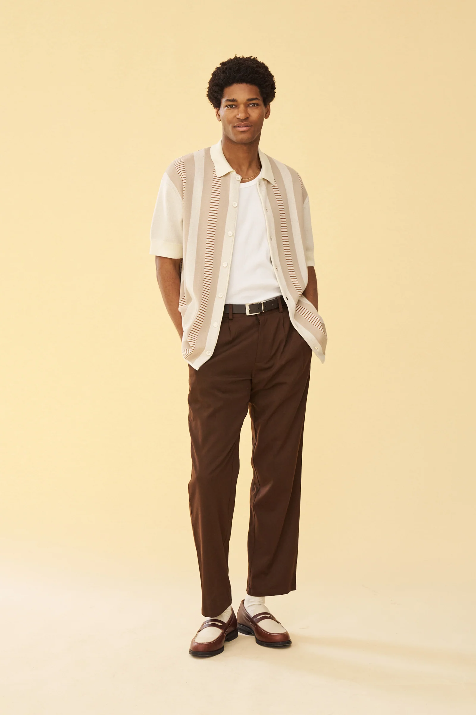 PLEATED SMART TROUSERS - BROWN - Image 7