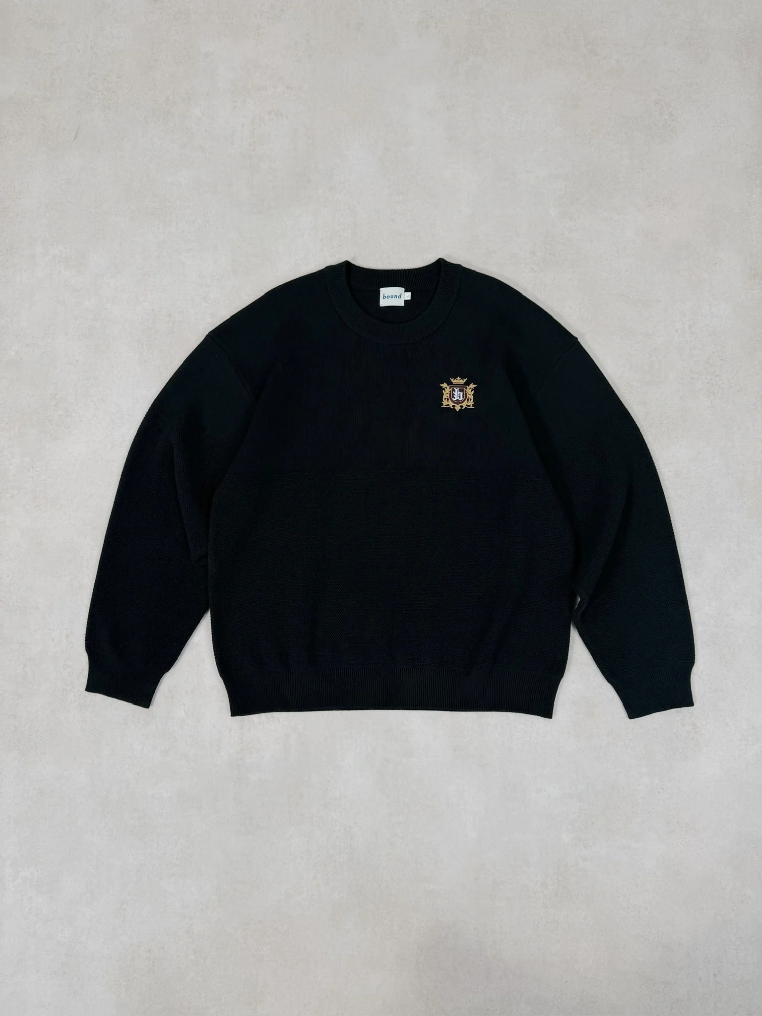 CREST PANEL KNIT SWEATER - BLACK - Image 10