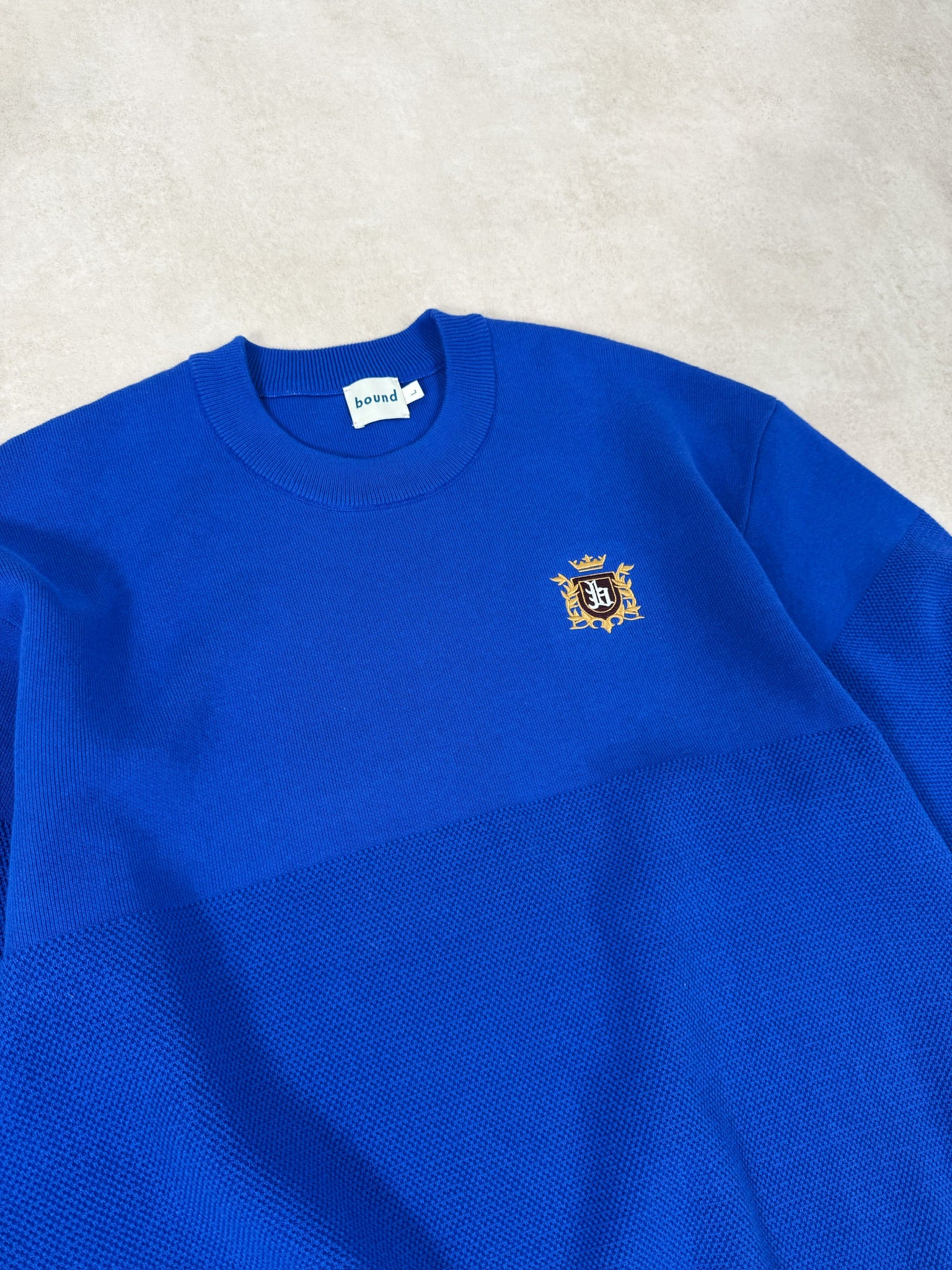 CREST PANEL KNIT SWEATER - ROYAL BLUE - Image 10
