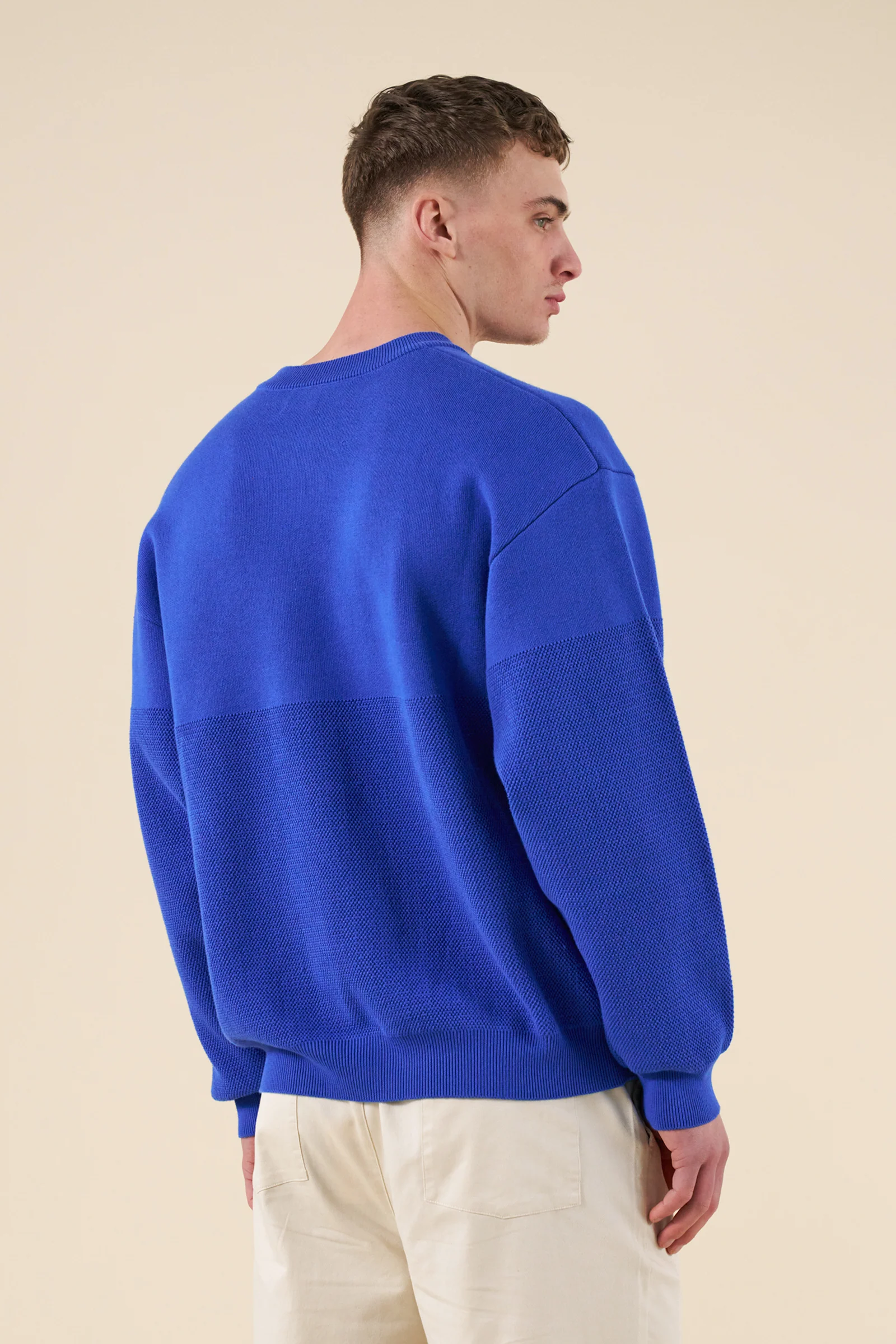 CREST PANEL KNIT SWEATER - ROYAL BLUE - Image 4