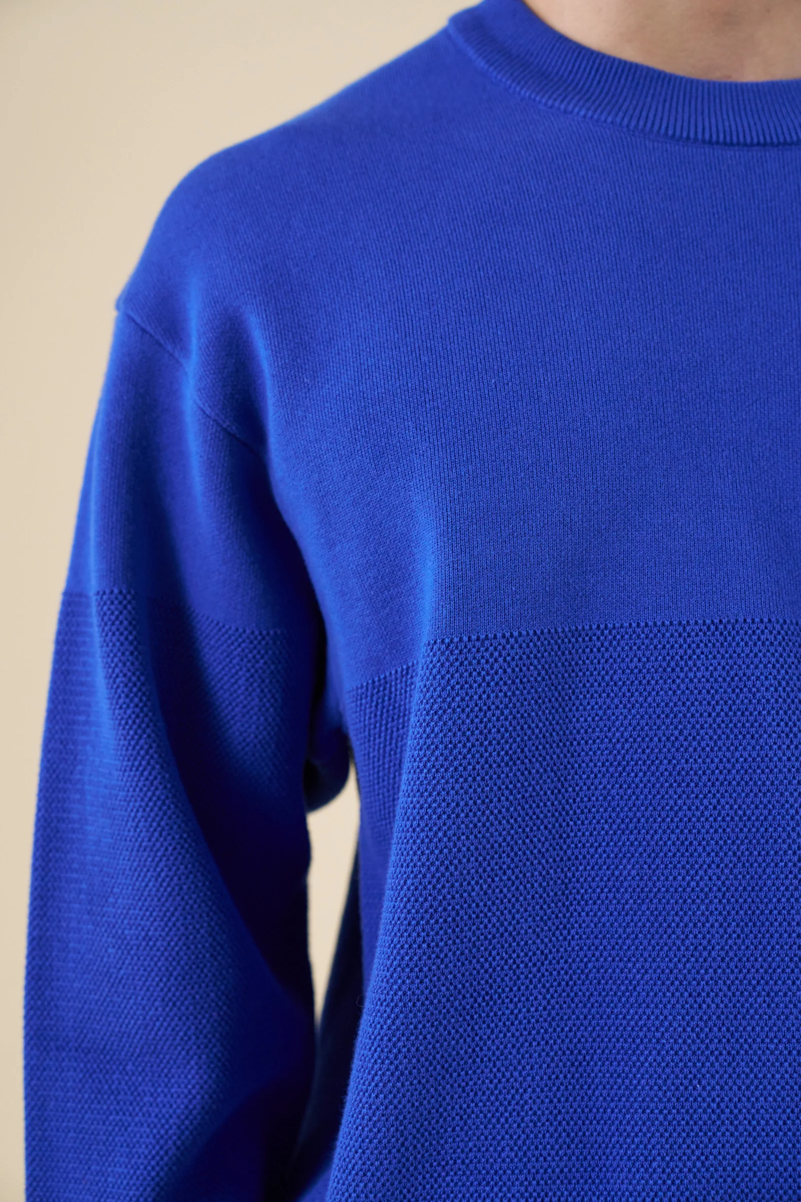 CREST PANEL KNIT SWEATER - ROYAL BLUE - Image 7