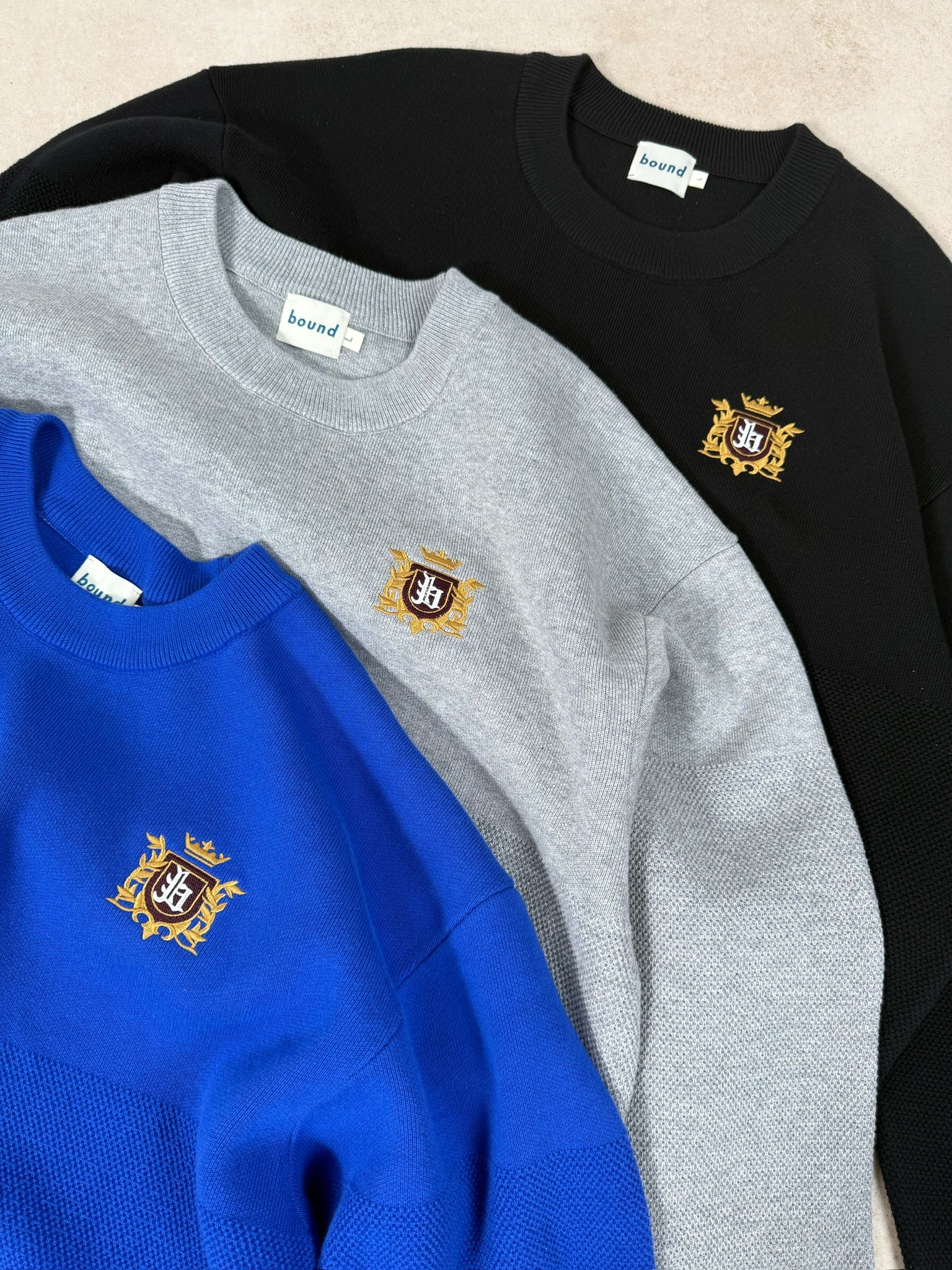 CREST PANEL KNIT SWEATER - BLACK - Image 9