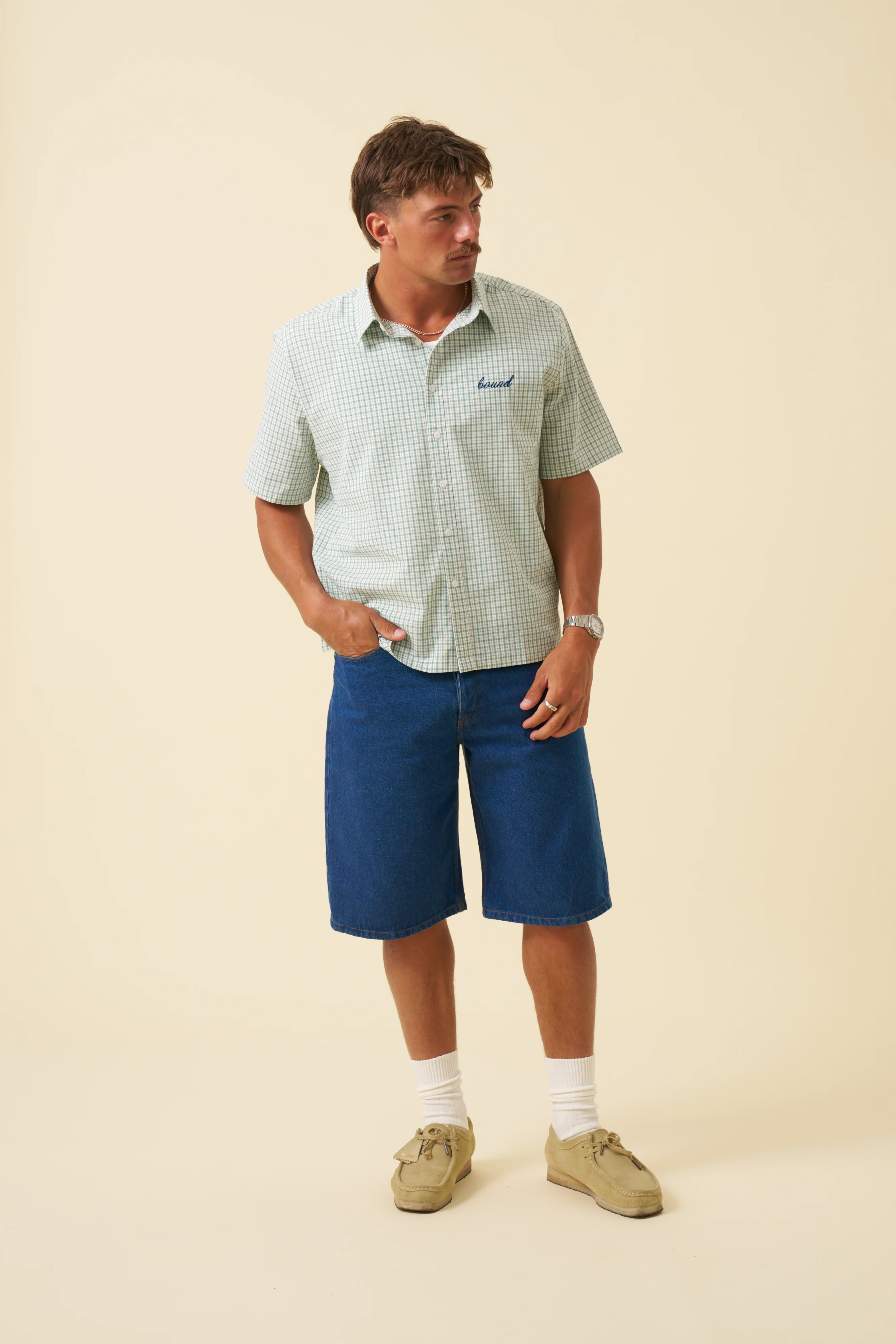 BOTHA CROPPED GINGHAM SHIRT - GREEN - Image 3