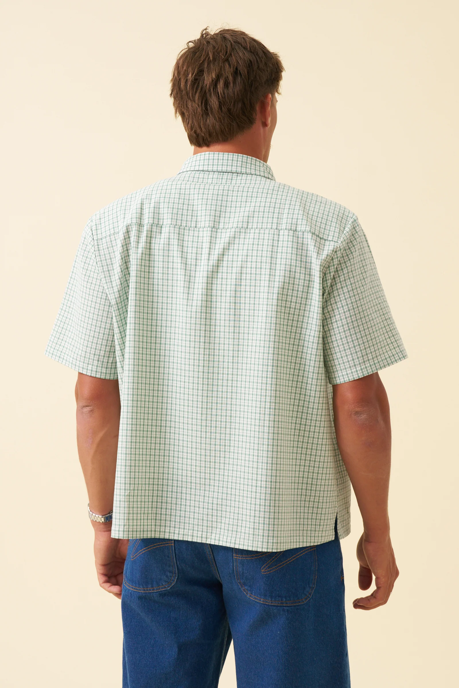 BOTHA CROPPED GINGHAM SHIRT - GREEN - Image 5