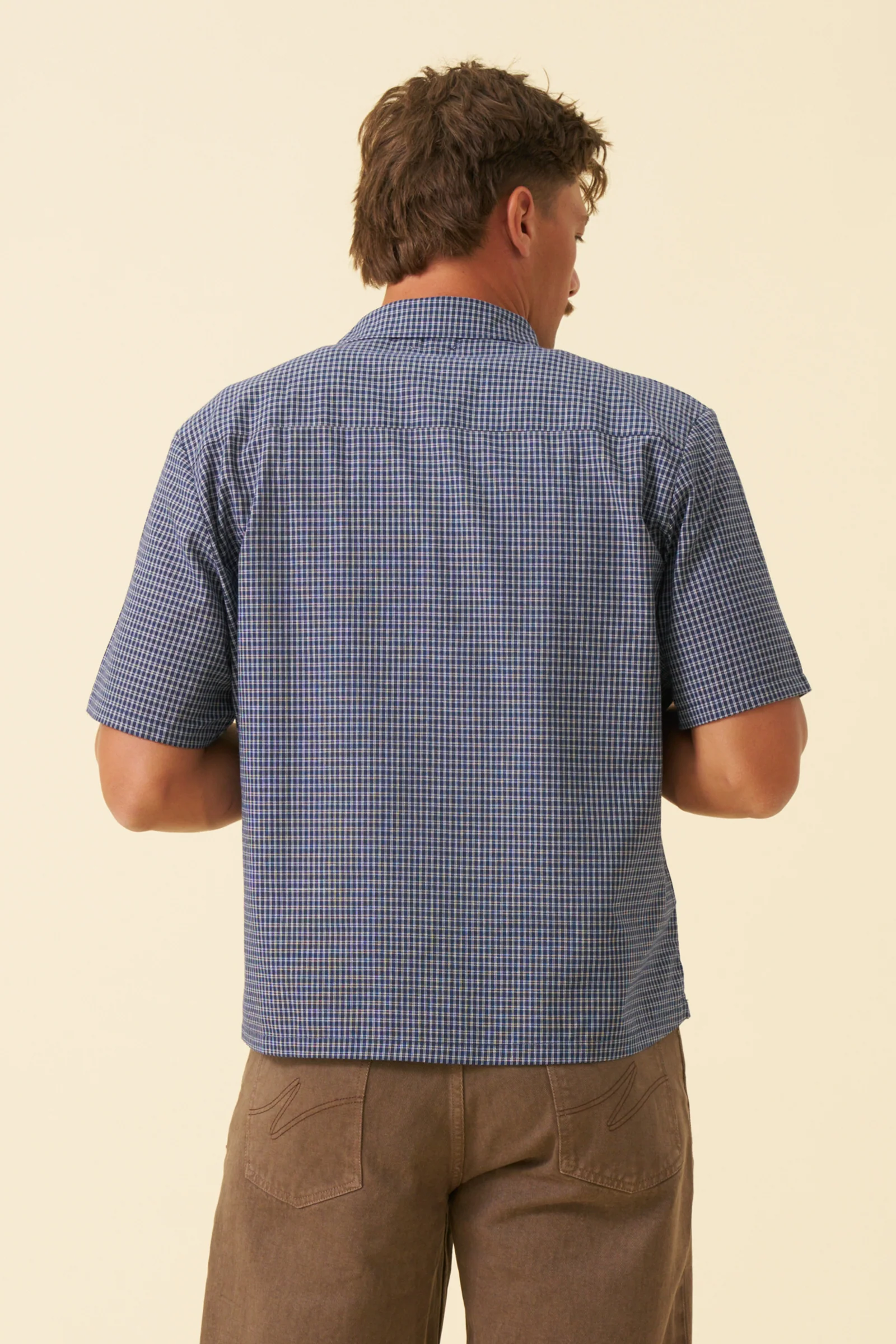 BOTHA CROPPED GINGHAM SHIRT - NAVY - Image 5