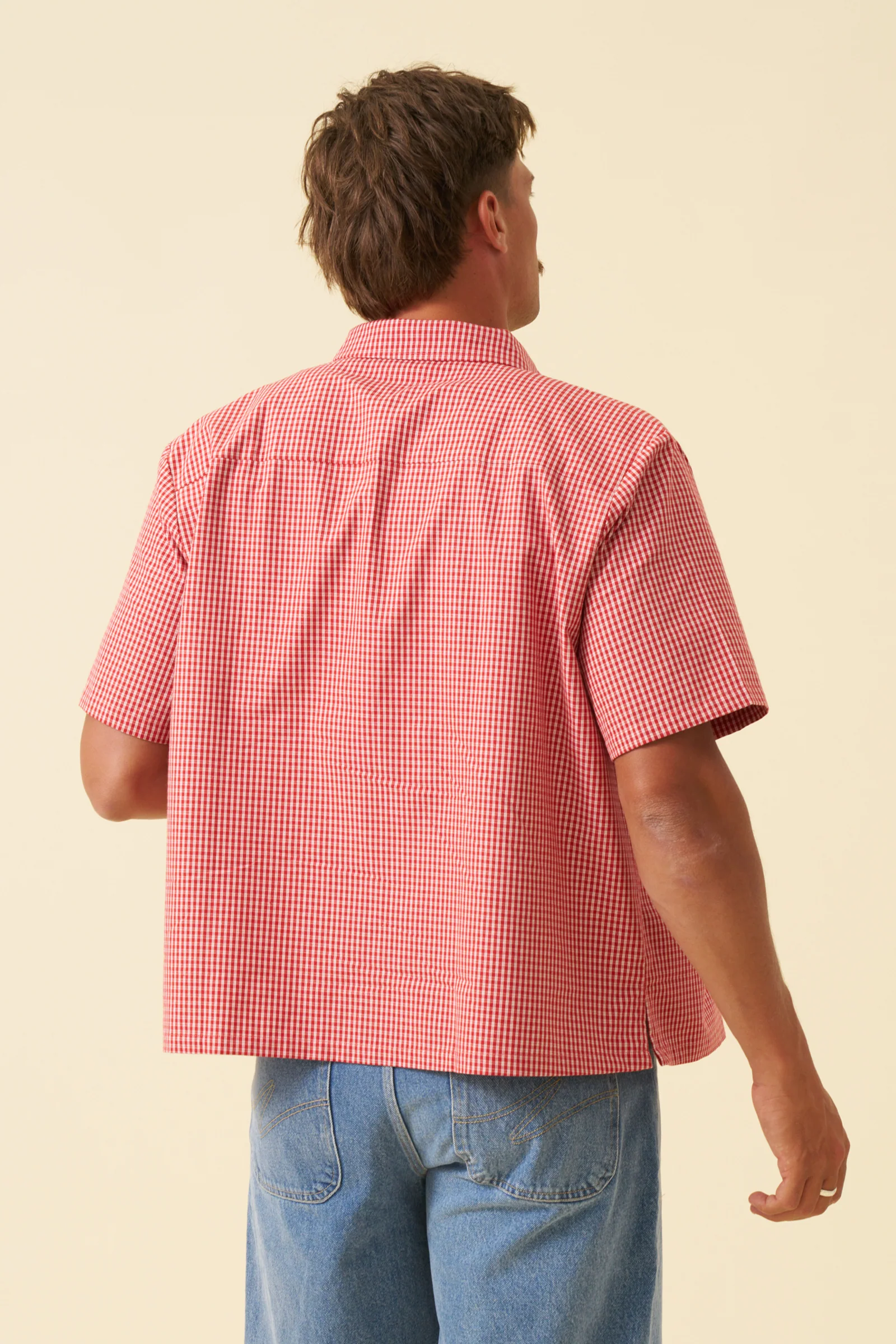 BOTHA CROPPED GINGHAM SHIRT - RED - Image 4