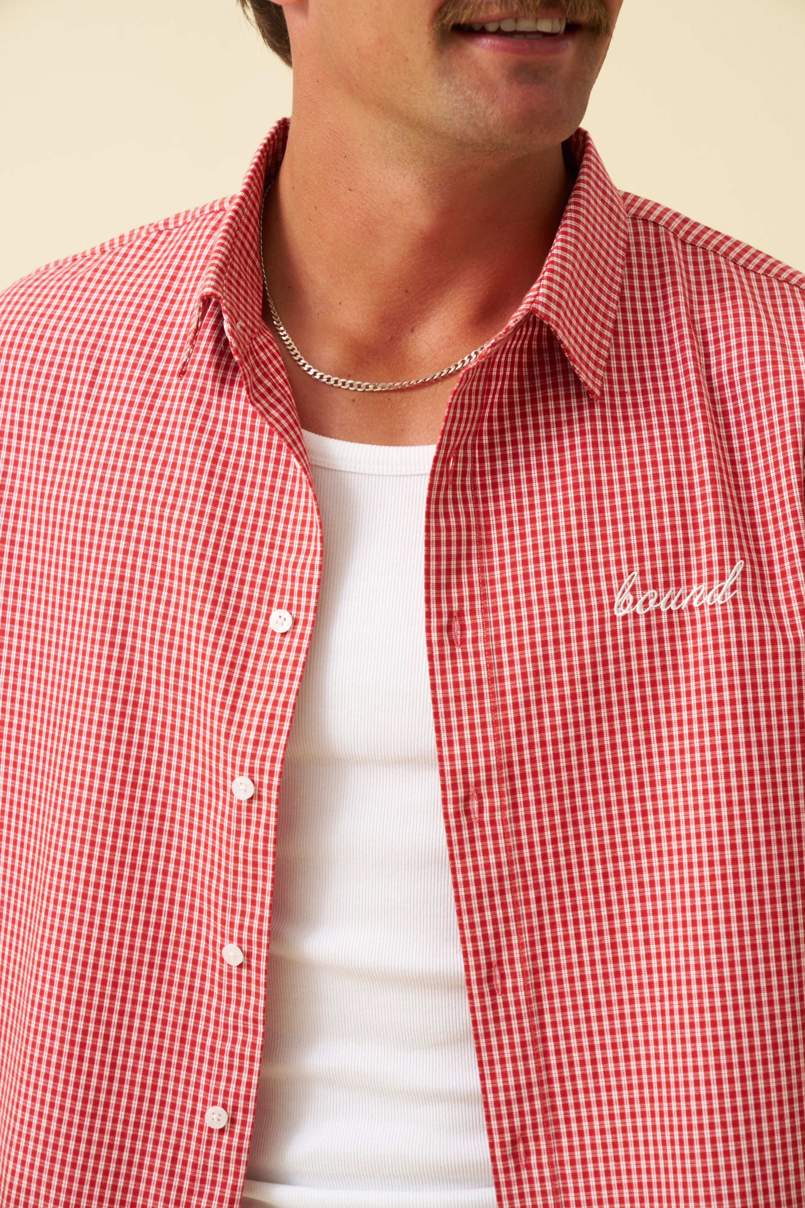 BOTHA CROPPED GINGHAM SHIRT - RED - Image 5