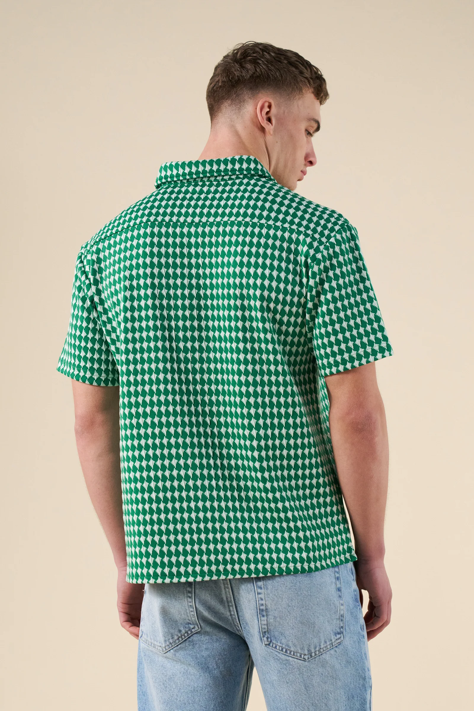 CROSS CHECK WOVEN TEXTURED POLO - KELLY GREEN - Image 2