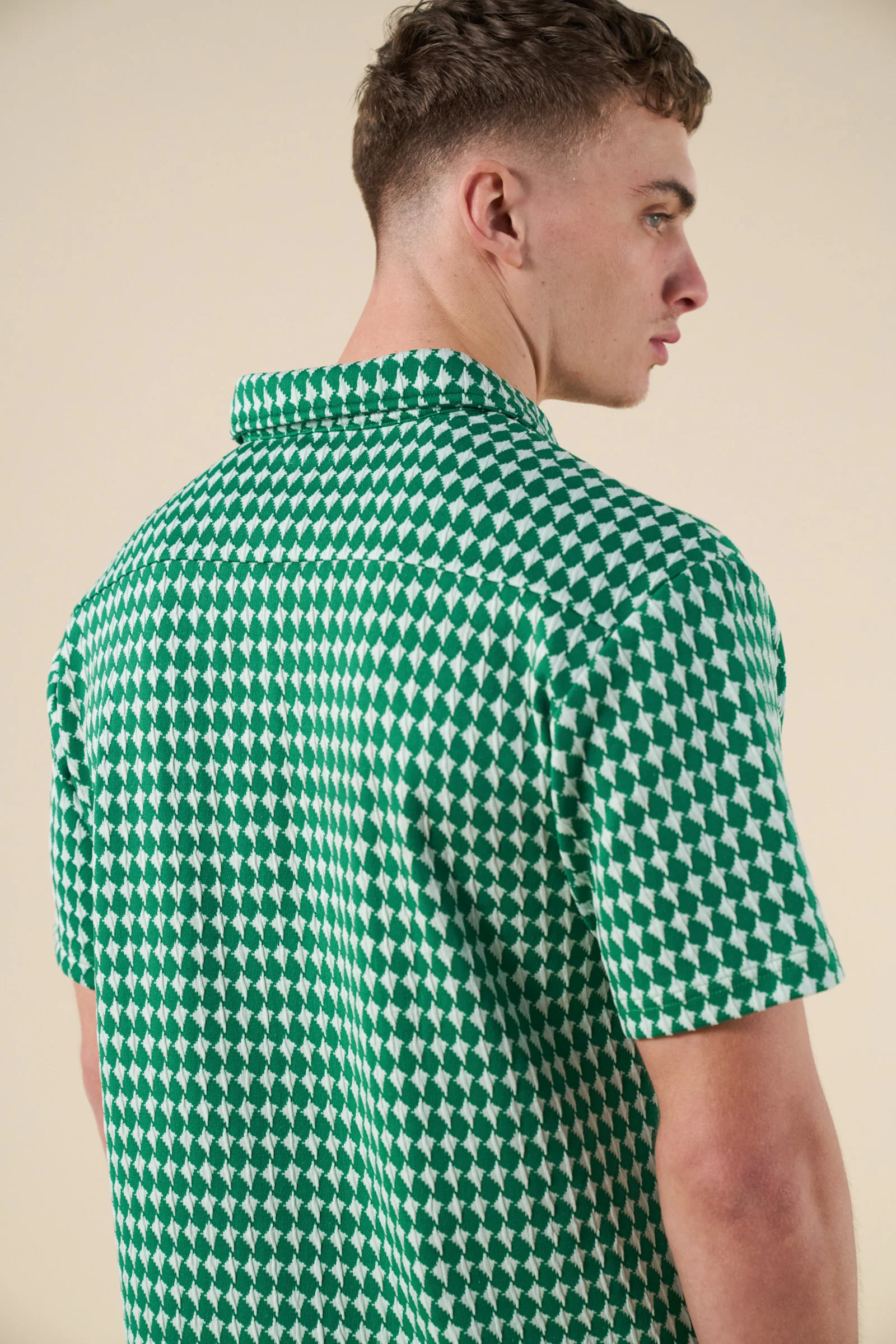 CROSS CHECK WOVEN TEXTURED POLO - KELLY GREEN - Image 4