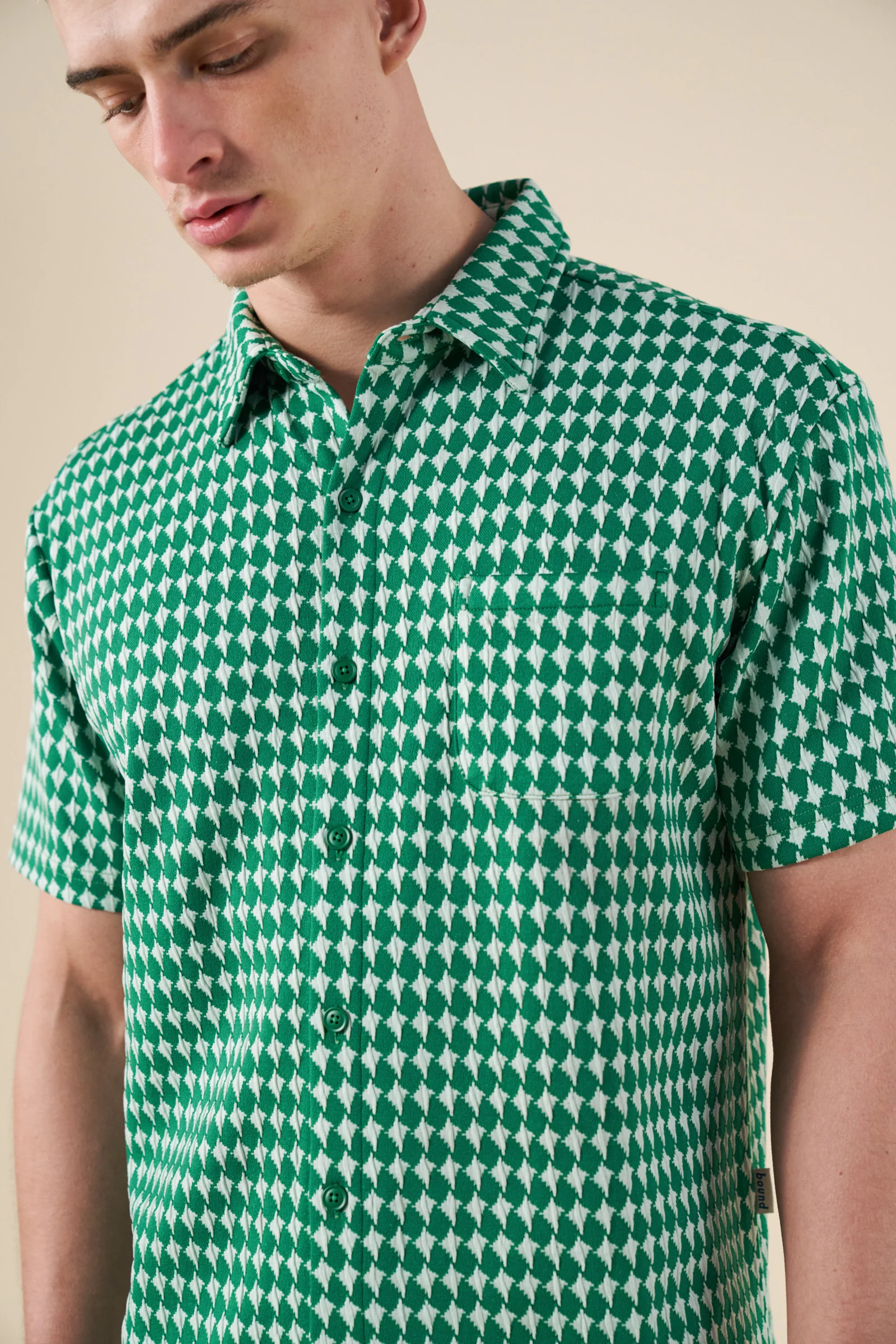 CROSS CHECK WOVEN TEXTURED POLO - KELLY GREEN - Image 5
