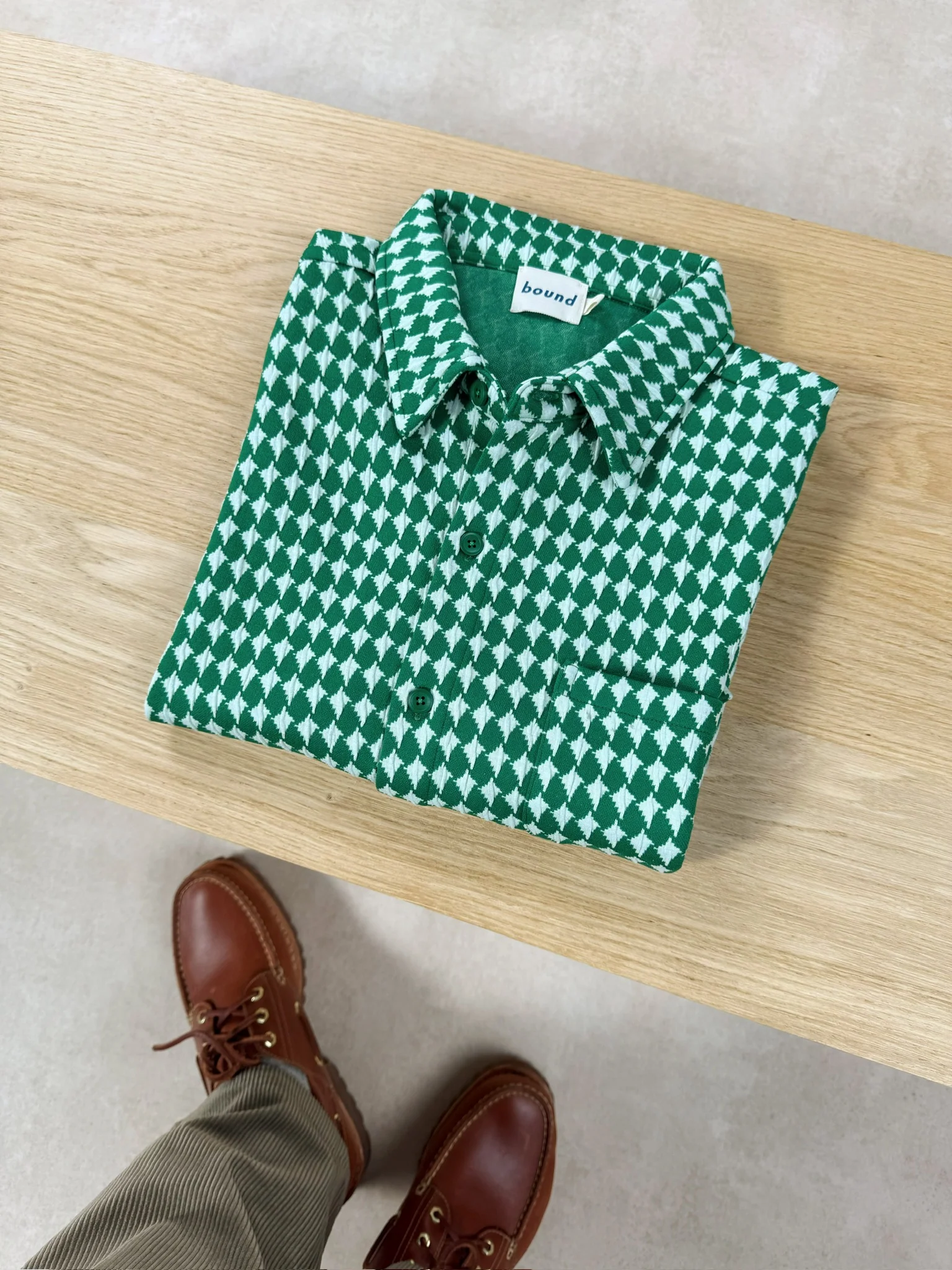 CROSS CHECK WOVEN TEXTURED POLO - KELLY GREEN - Image 7
