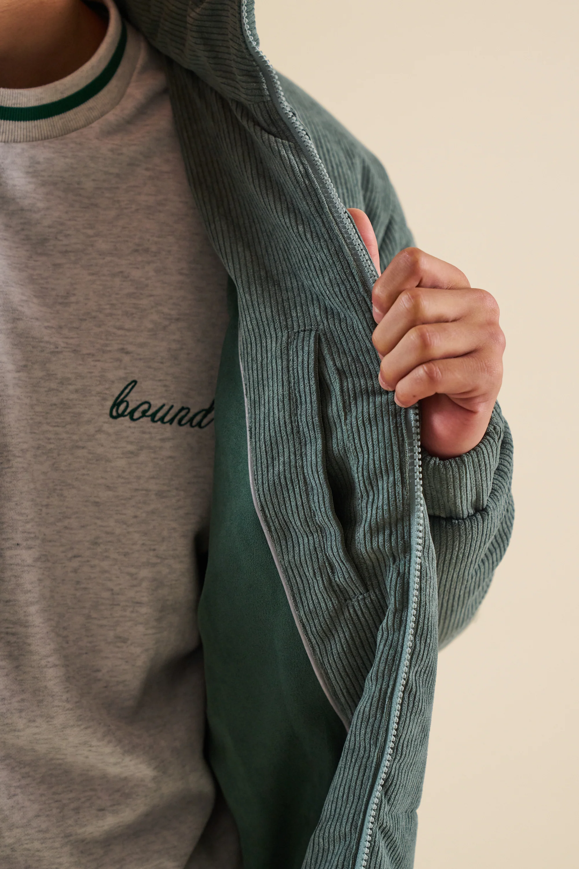 DARK SAGE CORD PUFFER COAT - Image 4