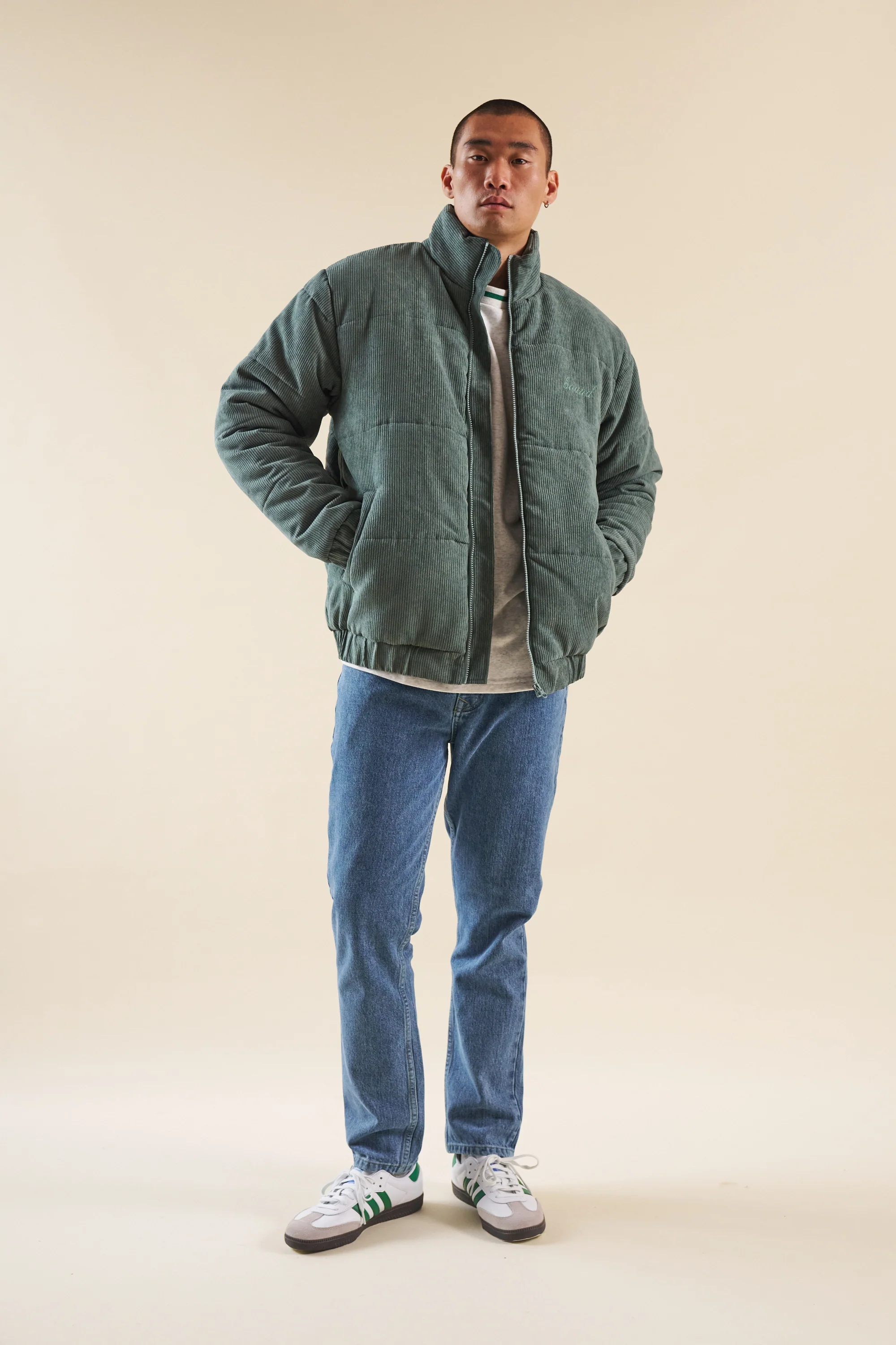 DARK SAGE CORD PUFFER COAT - Image 6