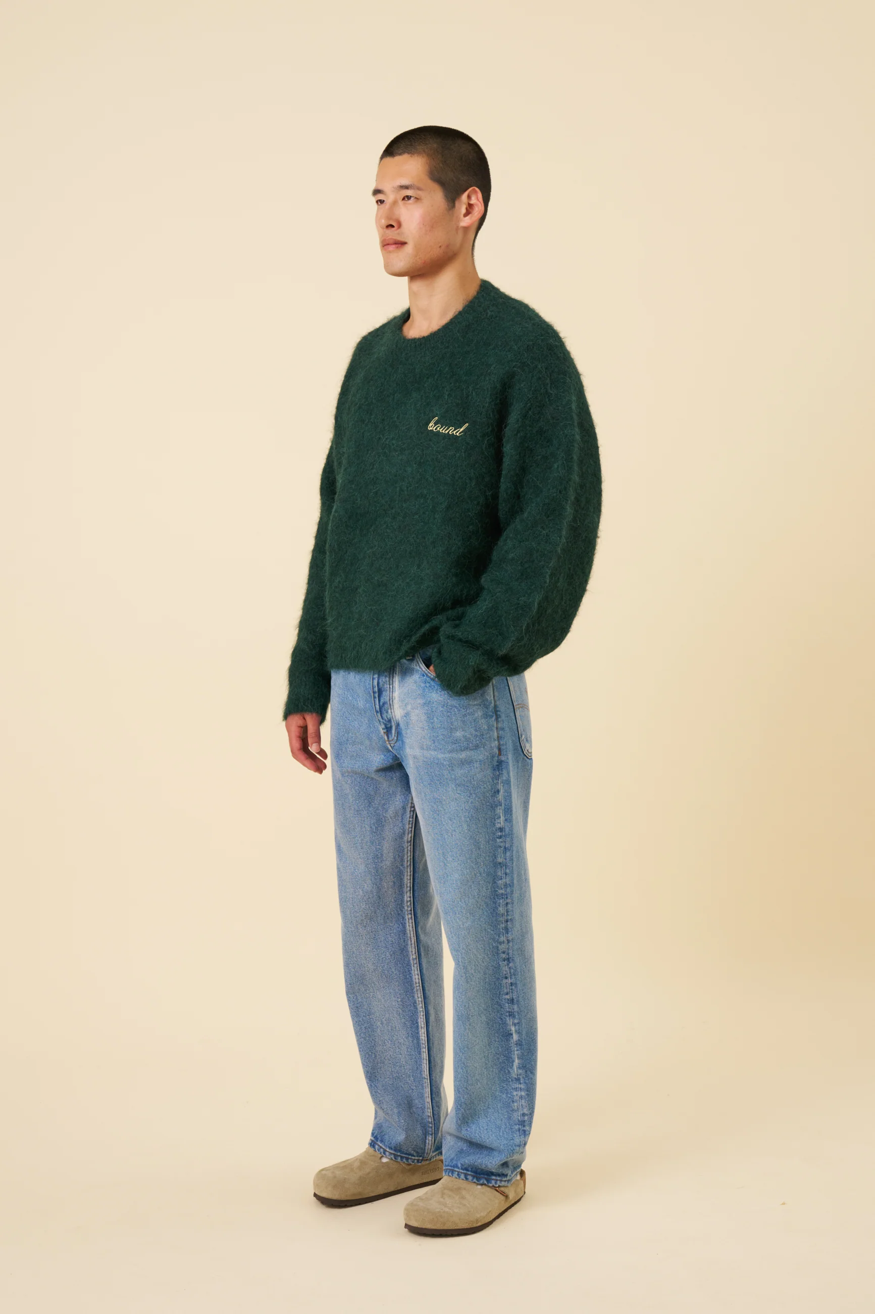 DEXTER CROPPED ALPACA KNIT - FOREST GREEN - Image 4