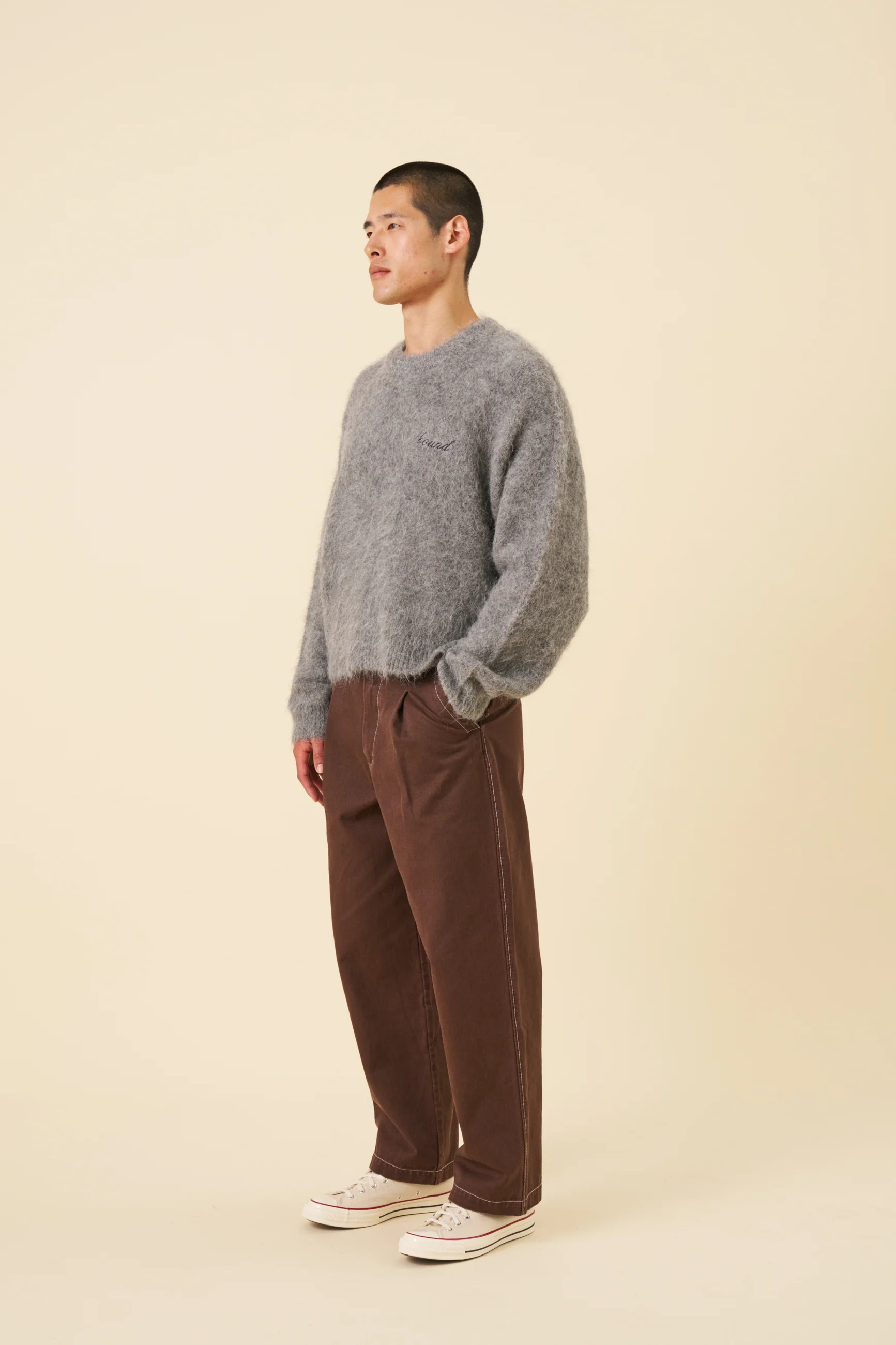 DEXTER CROPPED ALPACA KNIT - GREY - Image 3