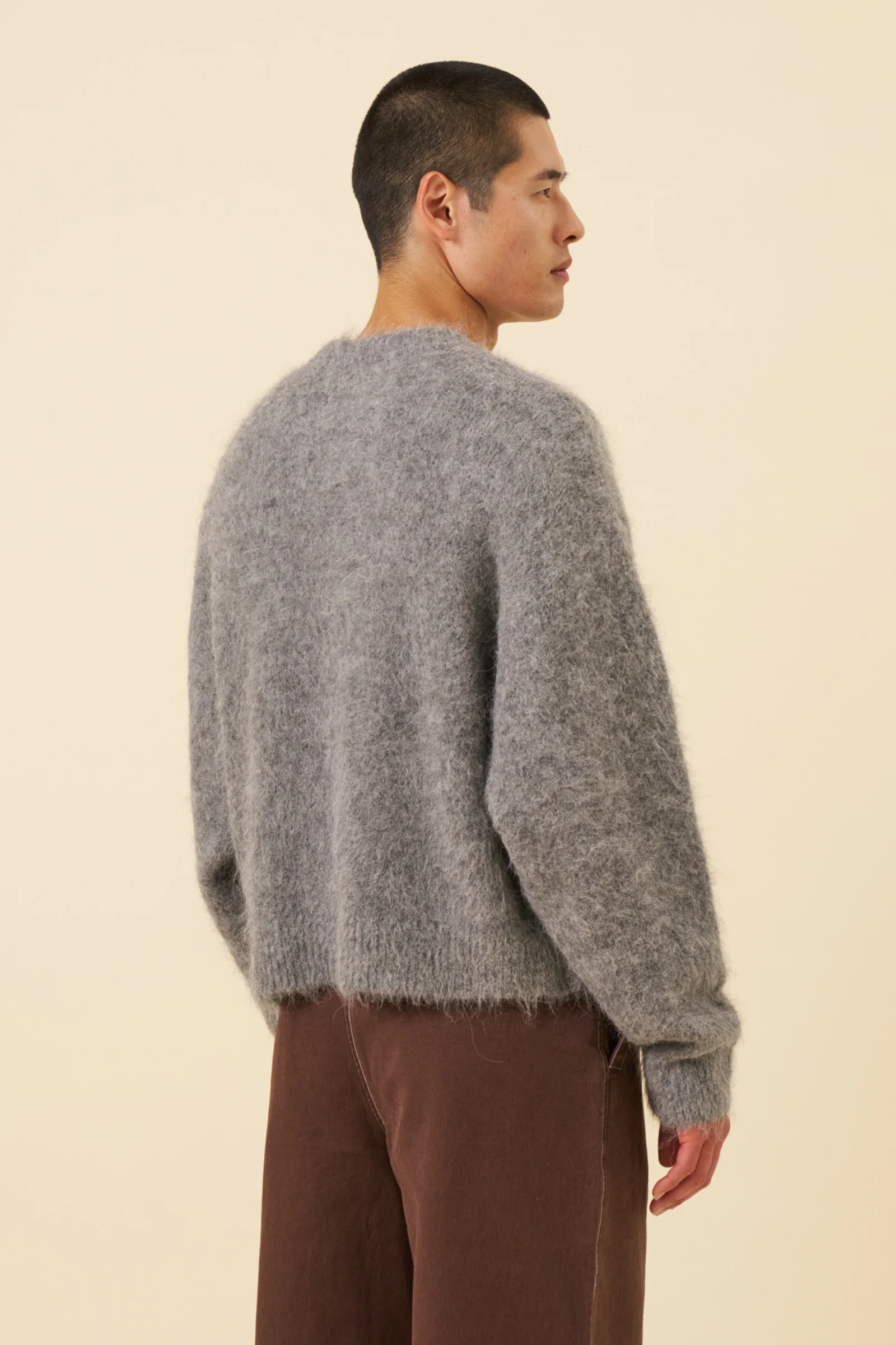 DEXTER CROPPED ALPACA KNIT - GREY - Image 4