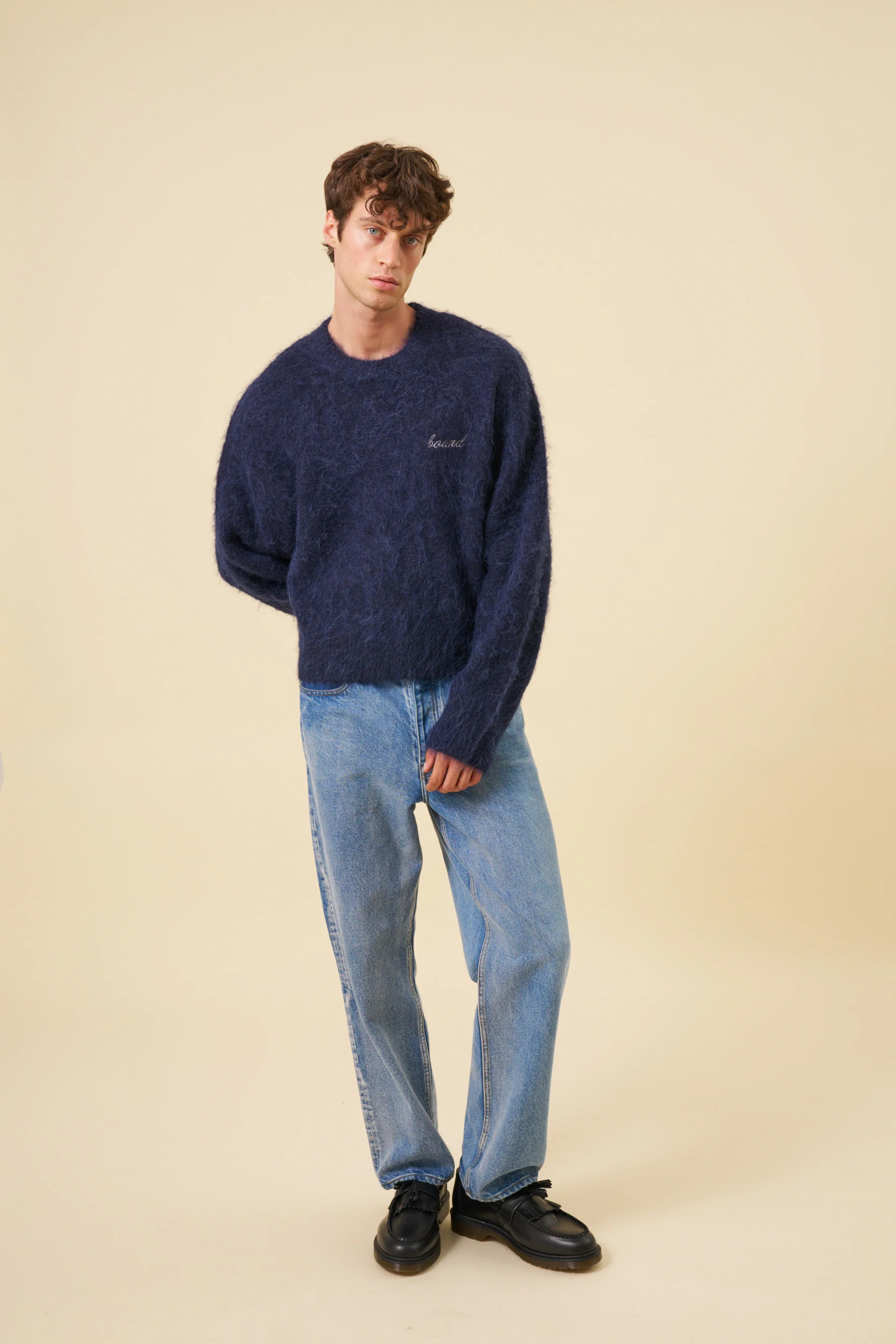 DEXTER CROPPED ALPACA KNIT - NAVY - Image 3