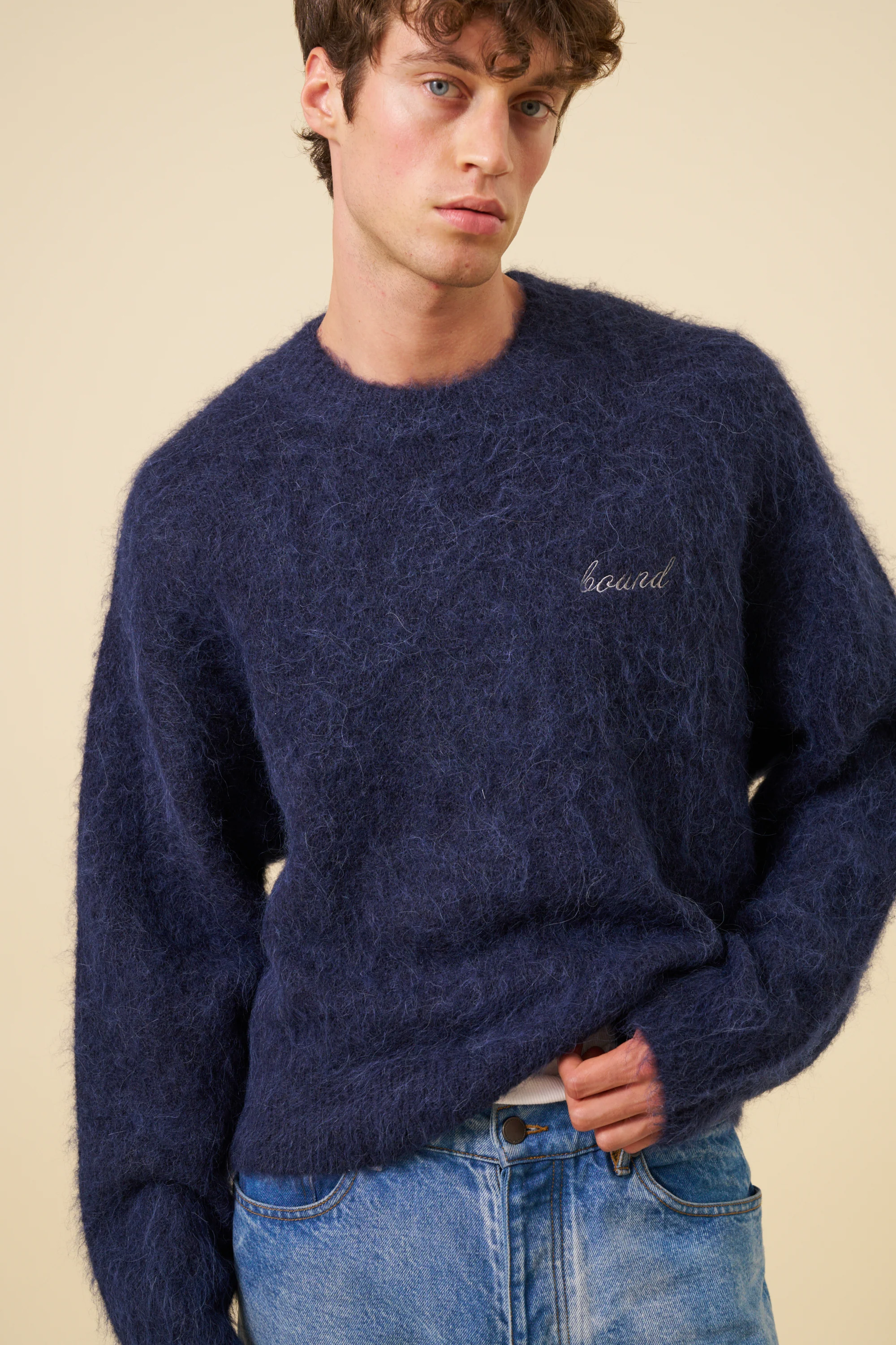 DEXTER CROPPED ALPACA KNIT - NAVY - Image 4