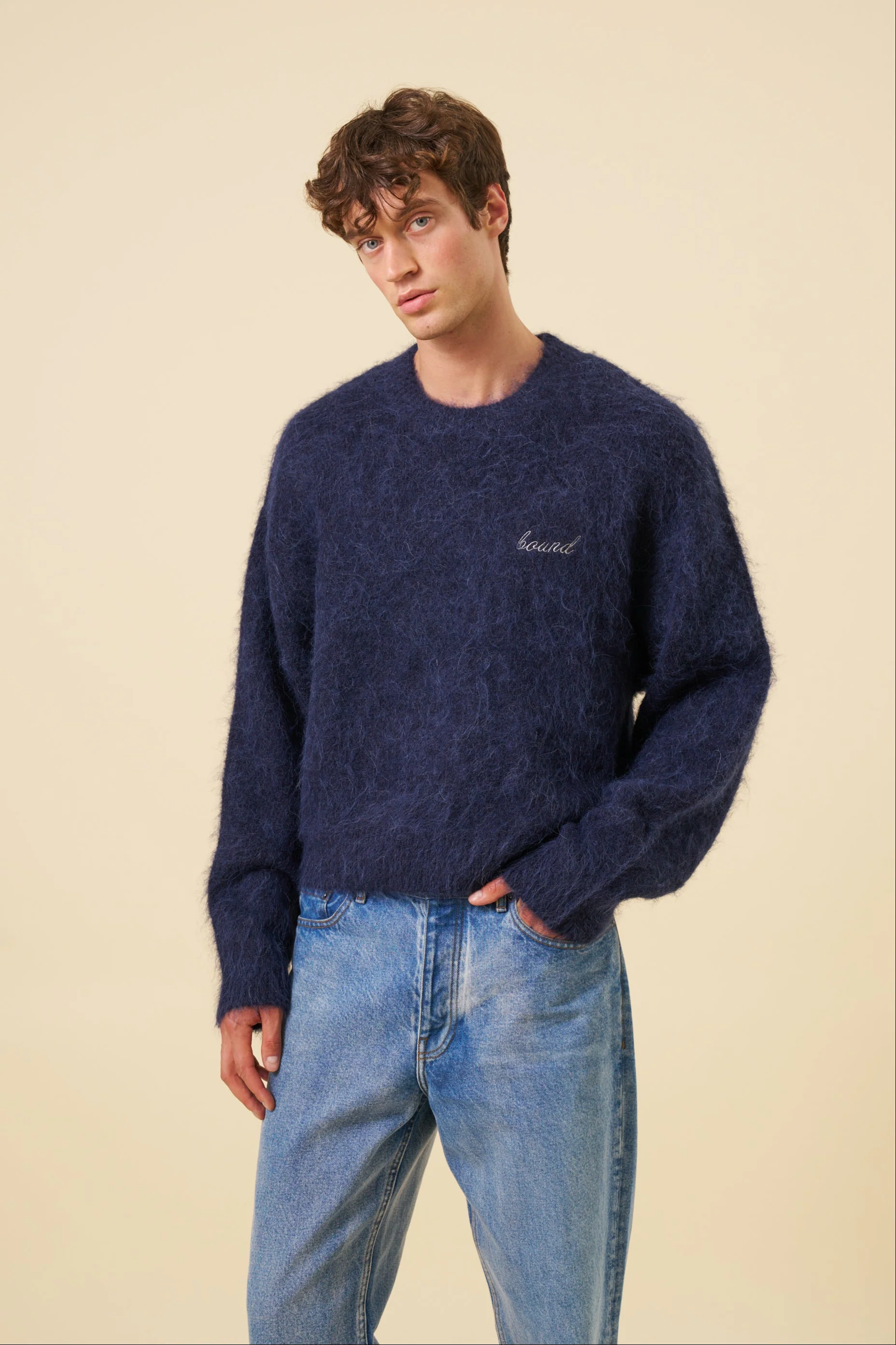 DEXTER CROPPED ALPACA KNIT - NAVY - Image 5