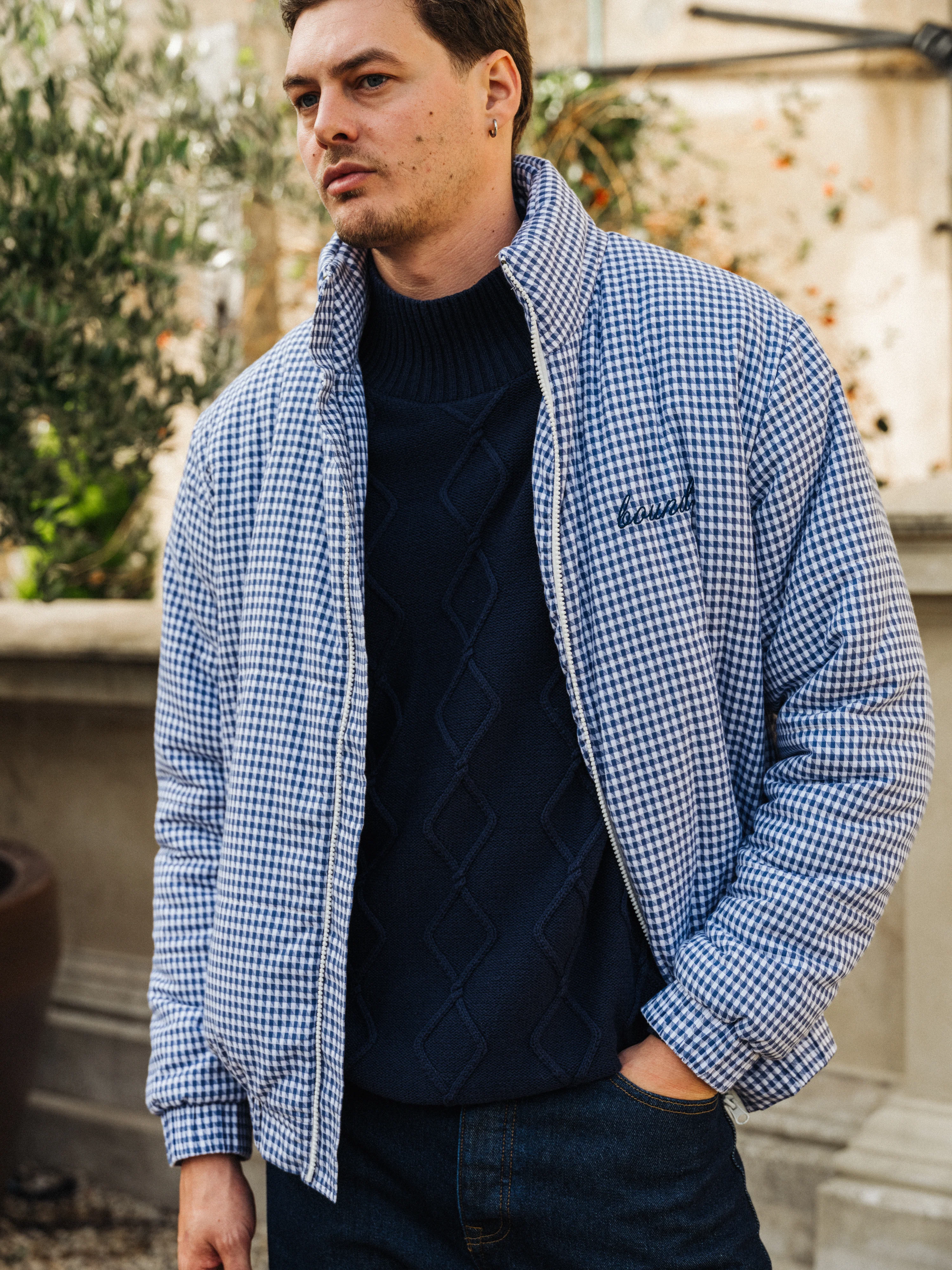 DIAMOND CABLE MOCK NECK KNIT - NAVY - Image 2