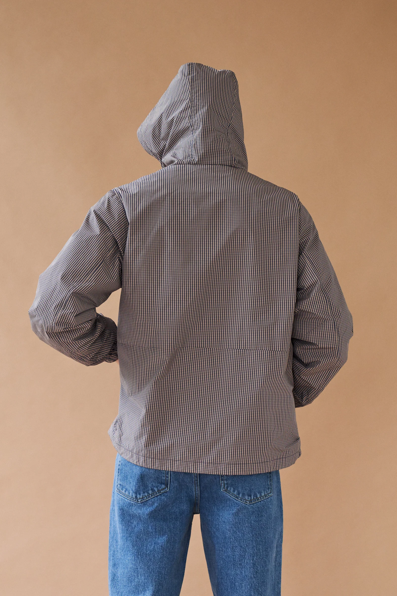 DIGBETH CHECK WIND JACKET - BEIGE & BLUE - Image 6