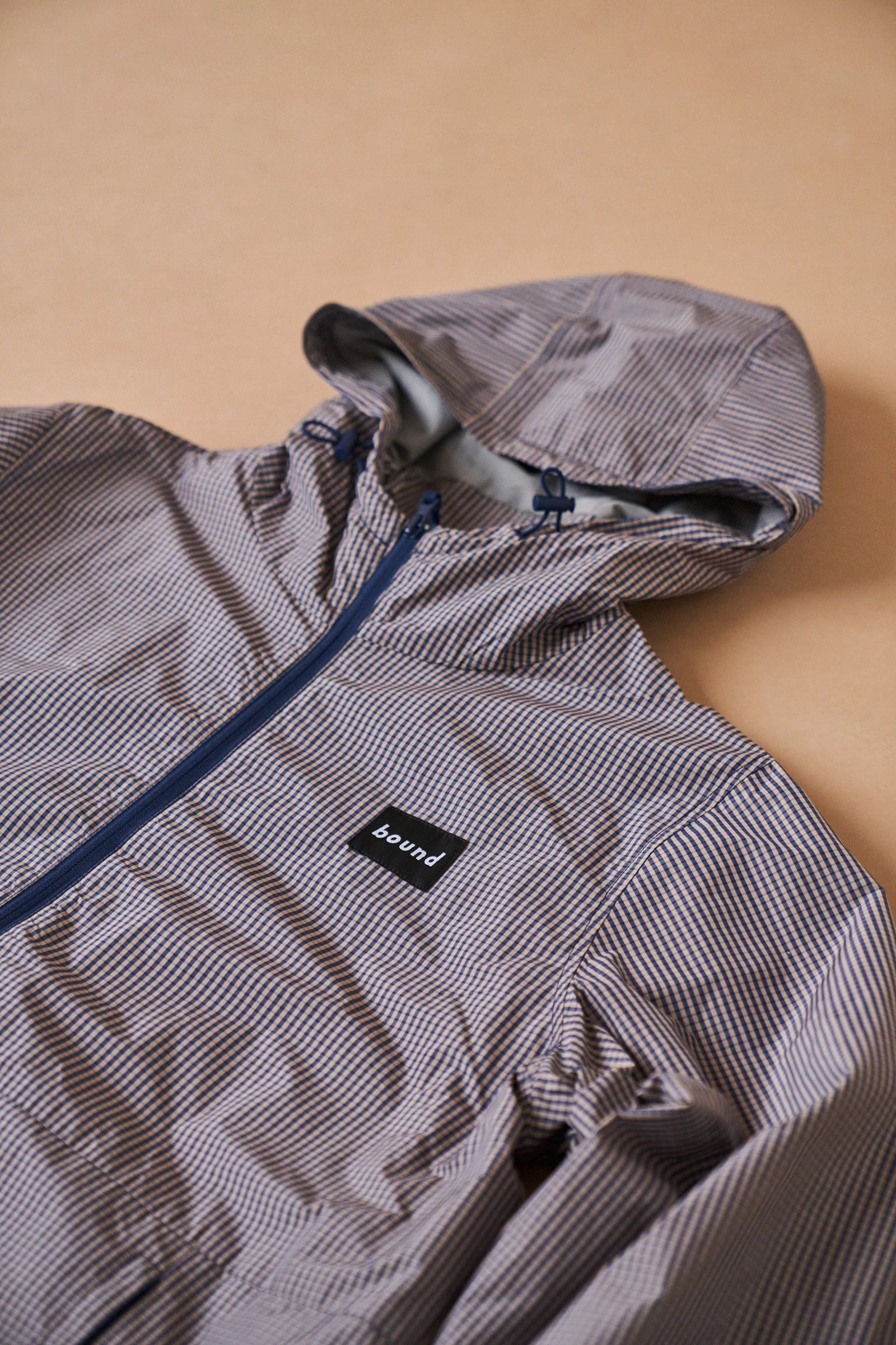 DIGBETH CHECK WIND JACKET - BEIGE & BLUE - Image 8