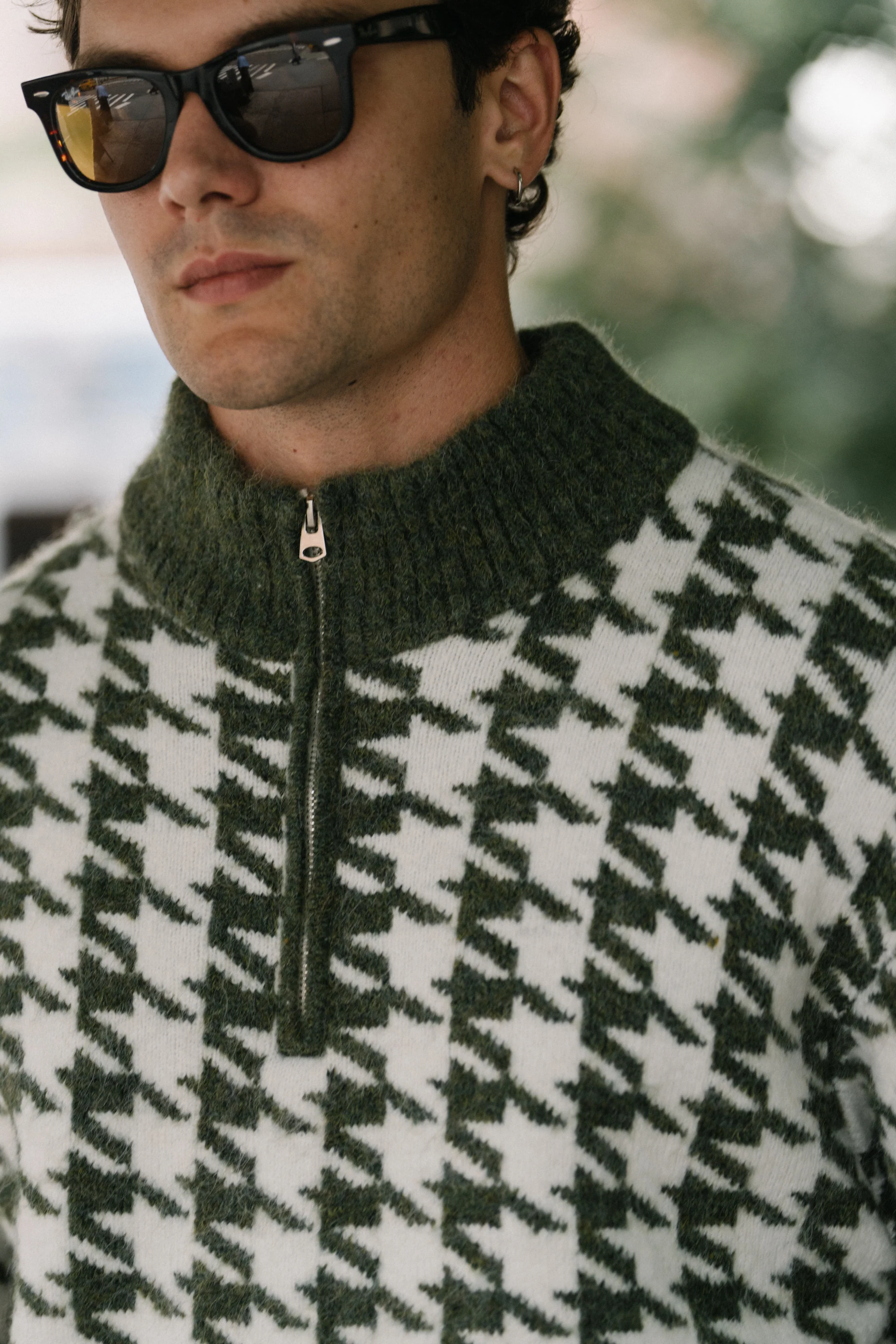 DOGTOOTH ALPACA 1/4 ZIP KNIT - MOSS - Image 9