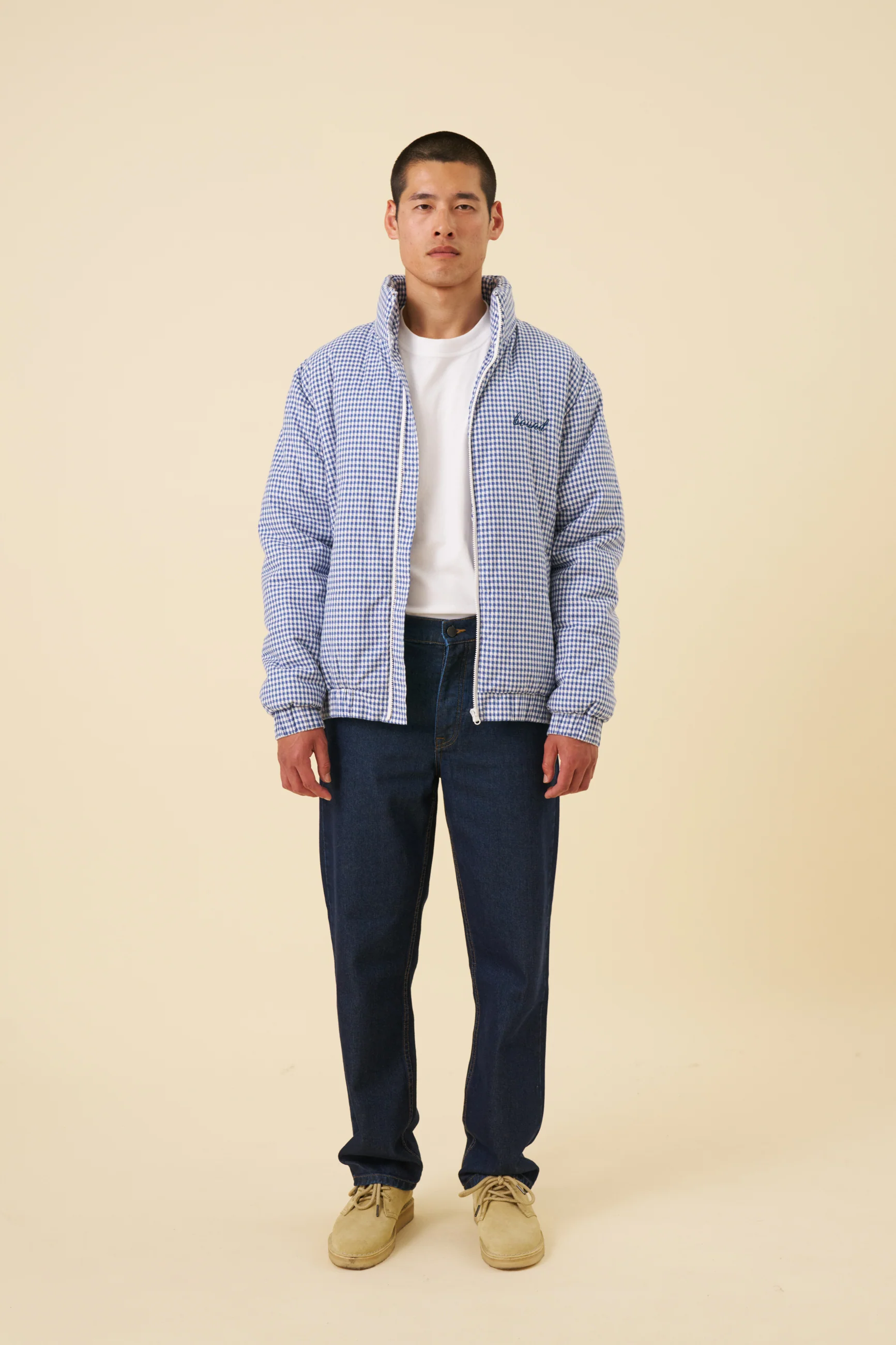 DOGTOOTH GINGHAM BLUE PUFFER COAT - Image 7
