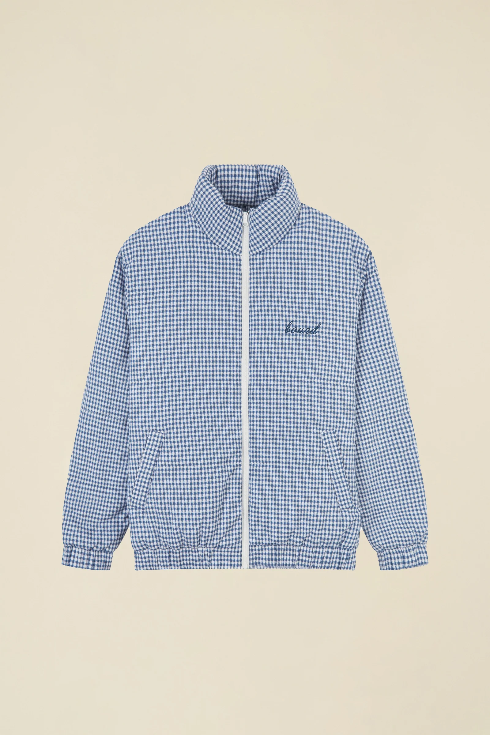 DOGTOOTH GINGHAM BLUE PUFFER COAT - Image 9