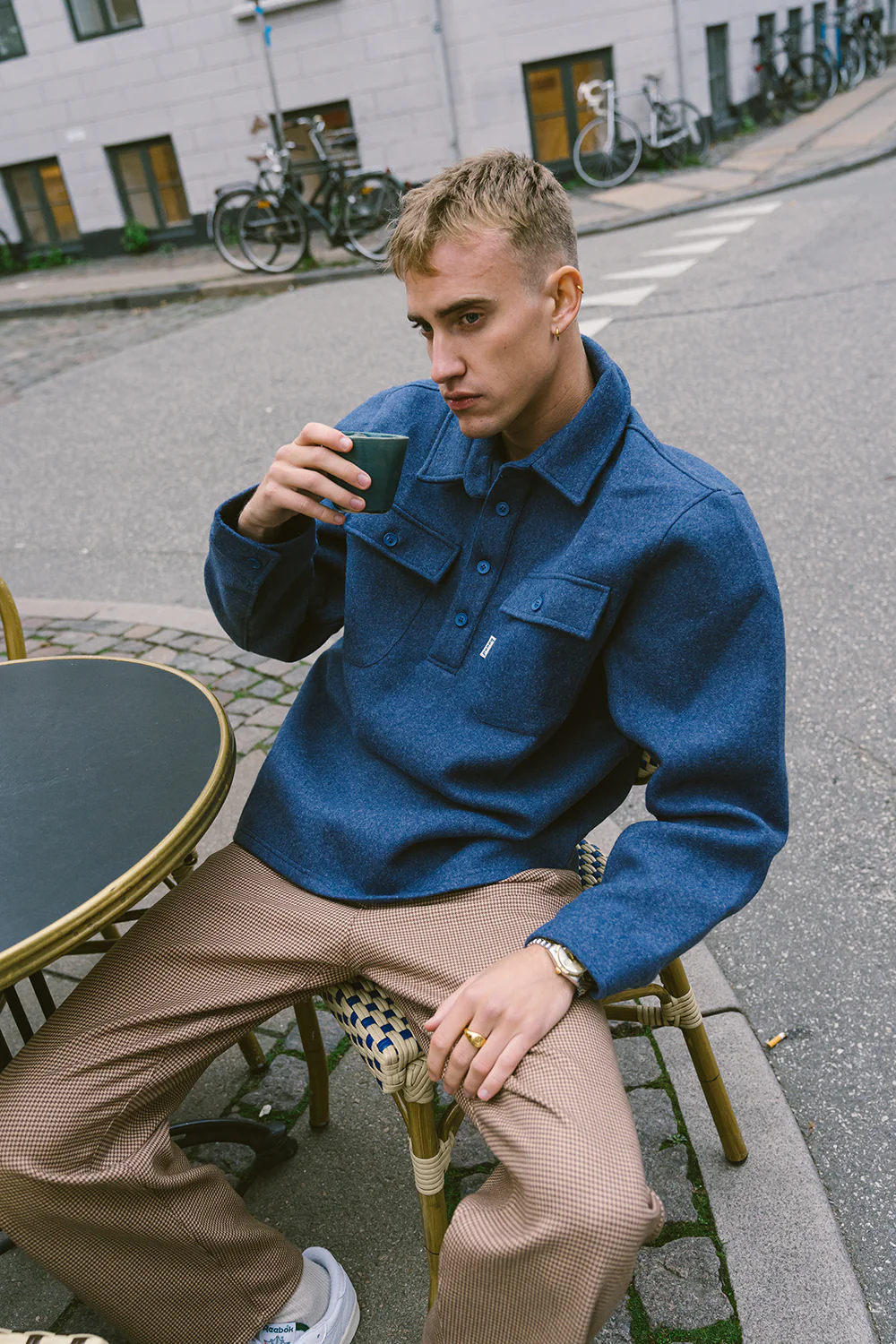 DOGTOOTH WOVEN CROPPED TROUSER - MOCHA - Image 6