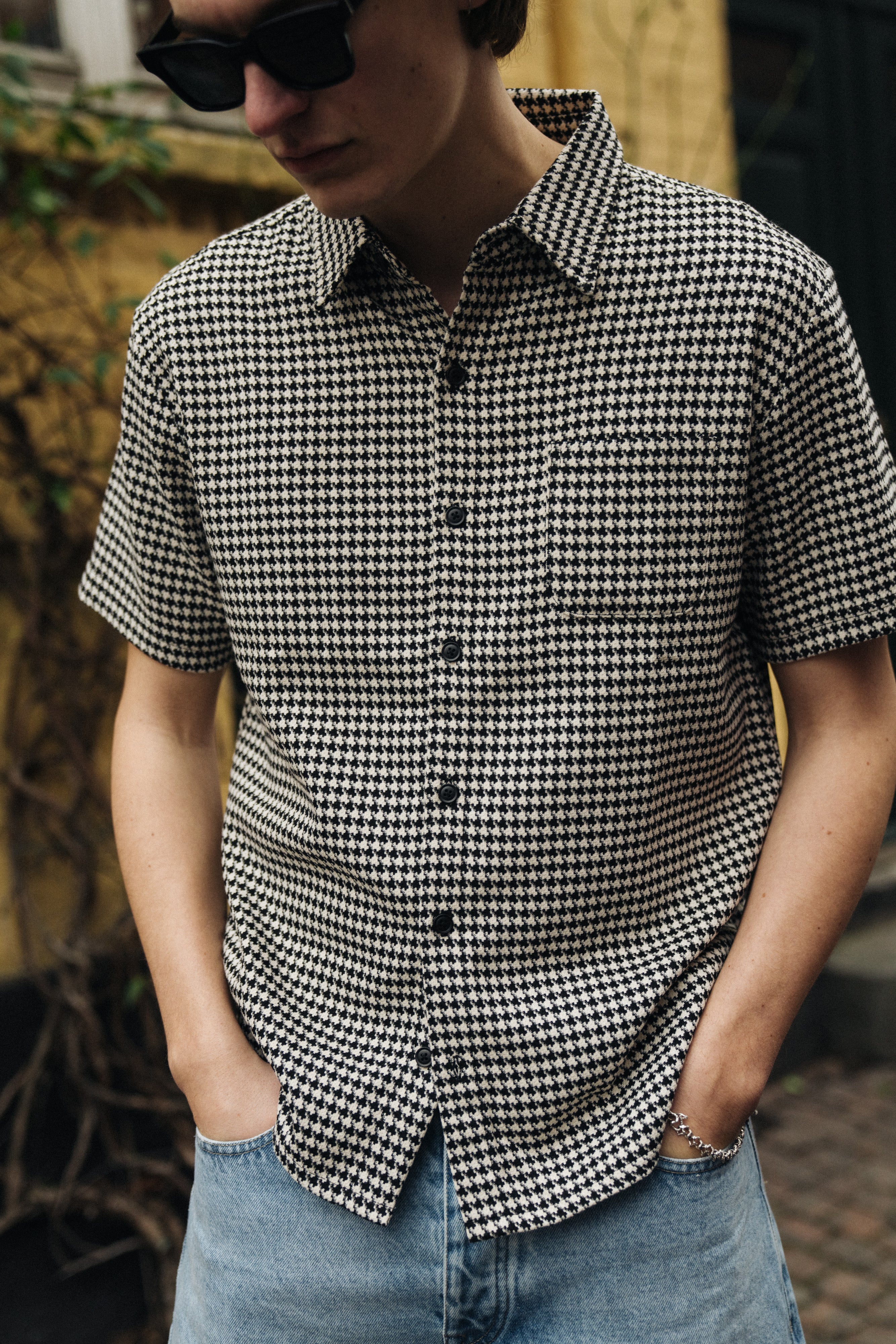 DOGTOOTH WOVEN POLO - BLACK - Image 2