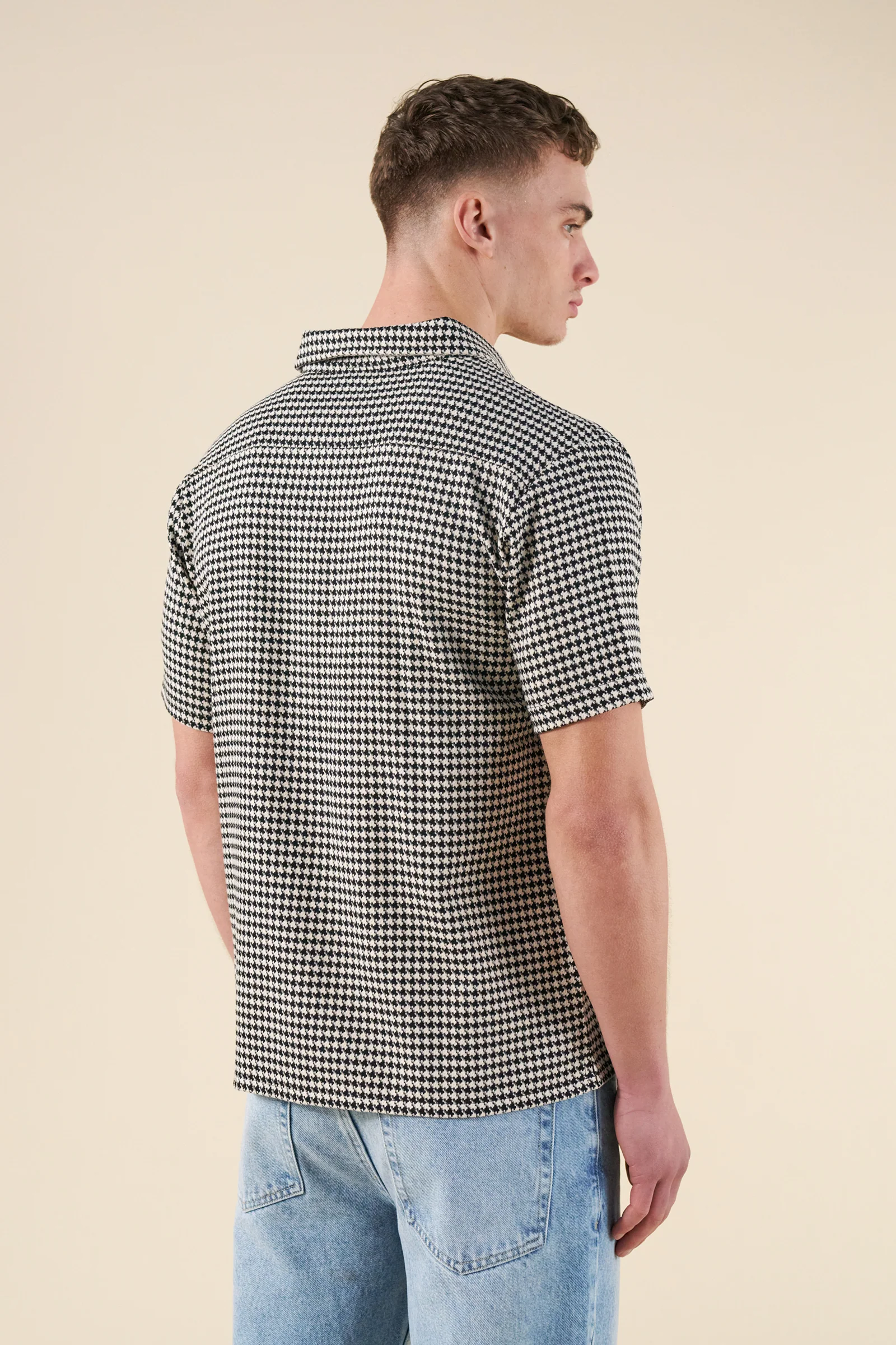DOGTOOTH WOVEN POLO - BLACK - Image 4