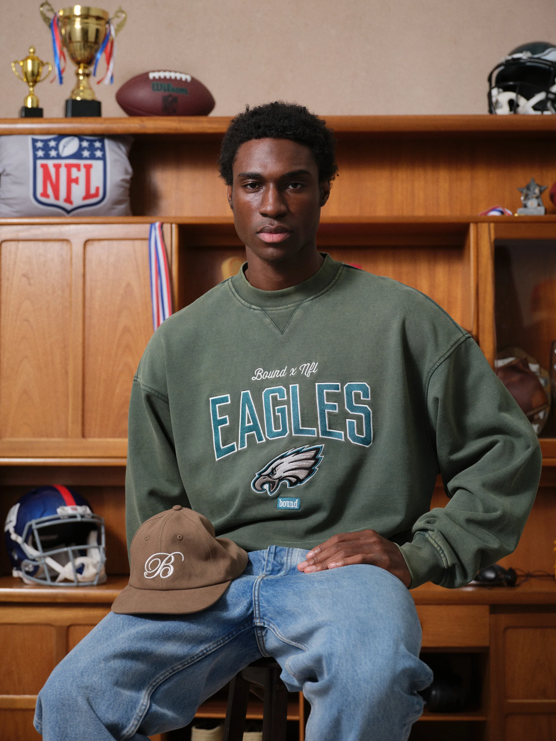 EAGLES VINTAGE WASHED SWEATER - GREEN - Image 5