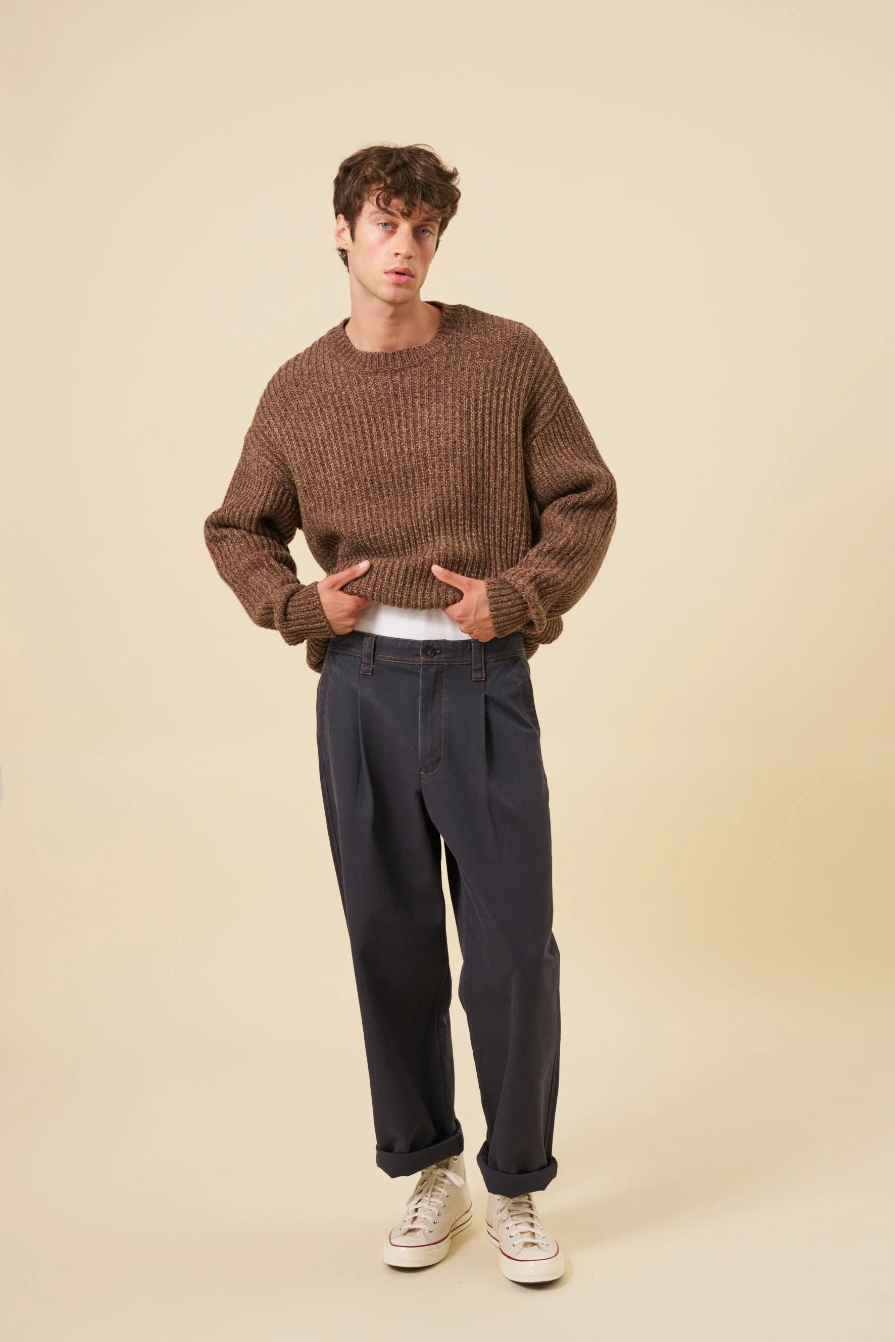 EARTH MARL KNIT SWEATER - BROWN - Image 2
