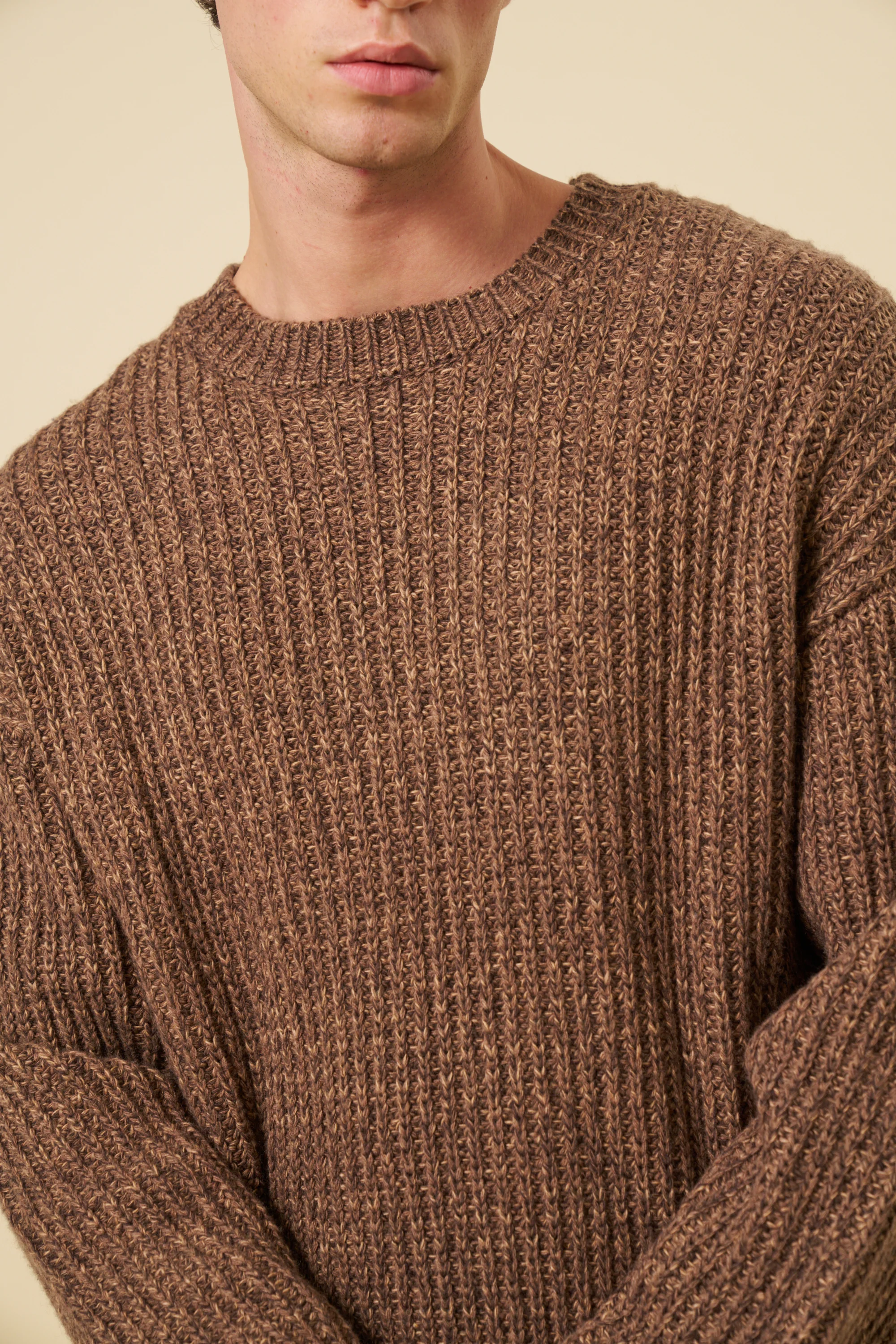 EARTH MARL KNIT SWEATER - BROWN - Image 3