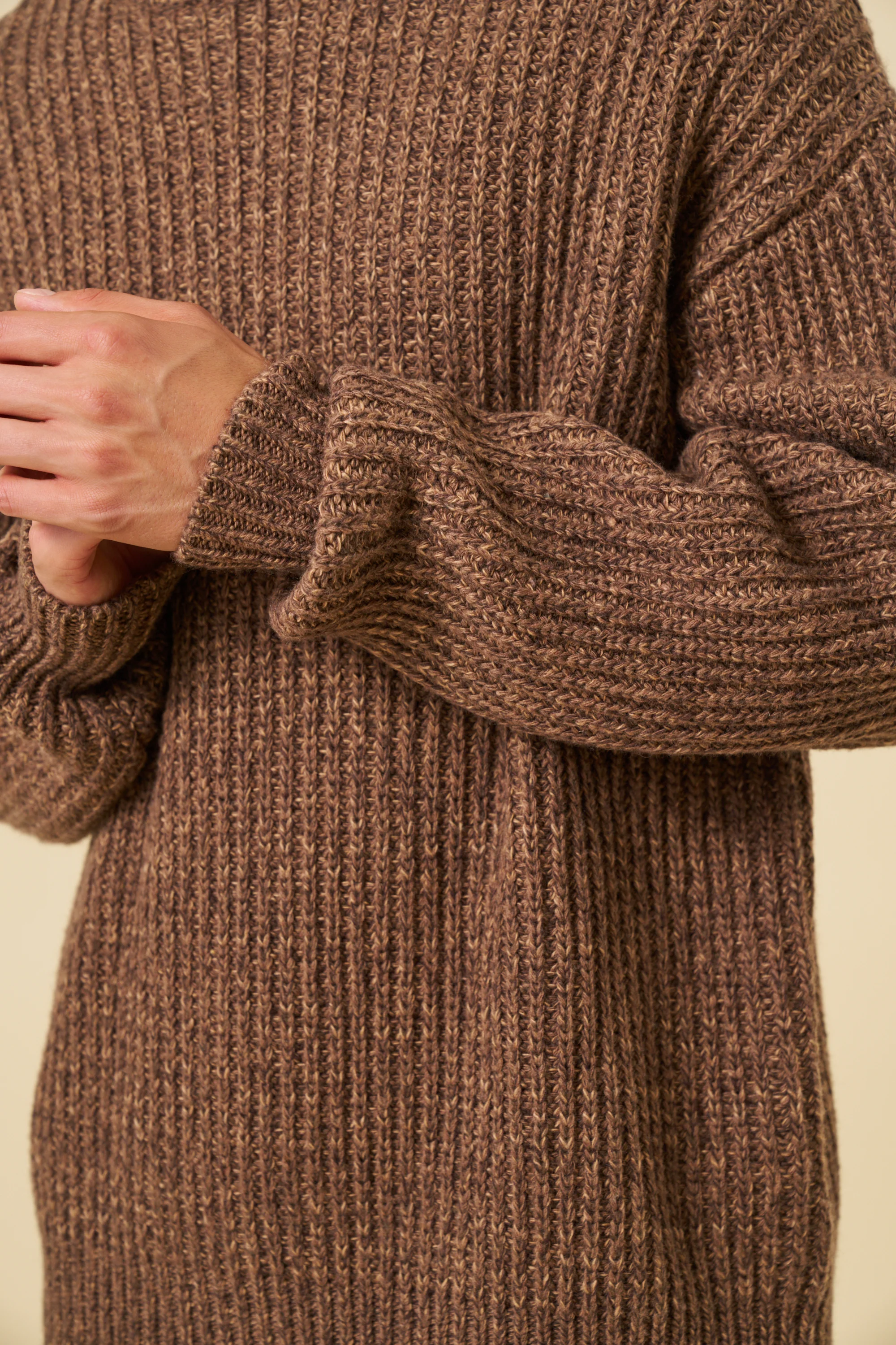 EARTH MARL KNIT SWEATER - BROWN - Image 6