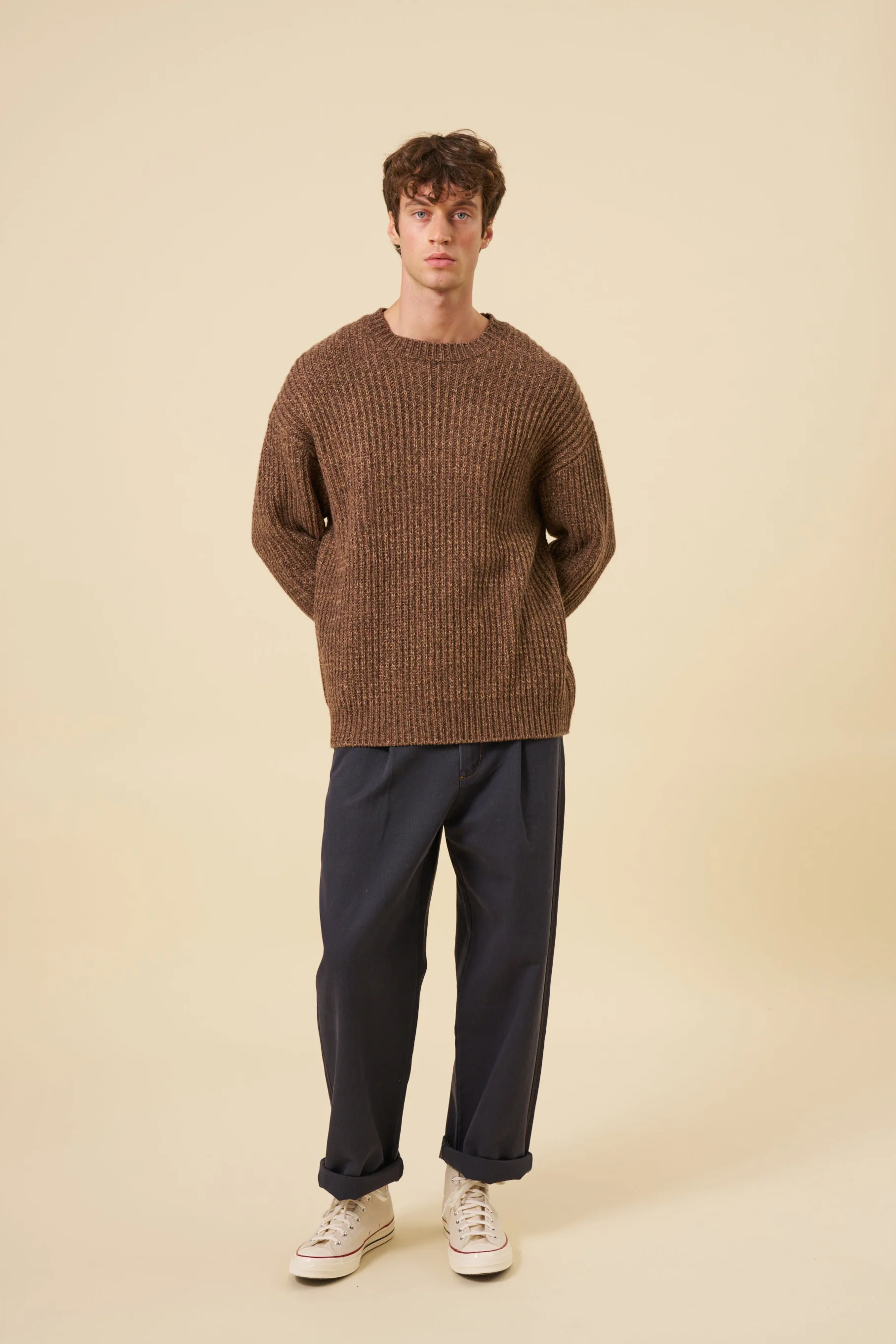 EARTH MARL KNIT SWEATER - BROWN - Image 7
