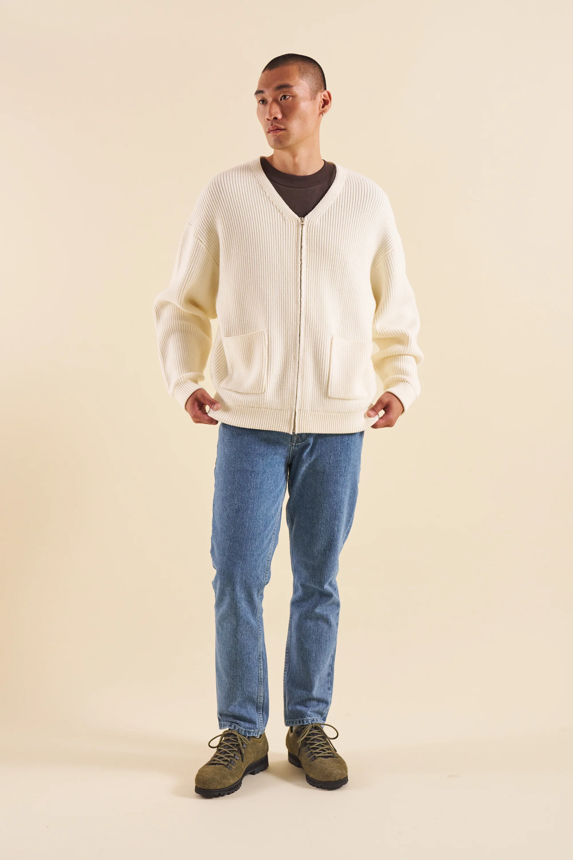 ECRU HEAVY KNITTED CARDIGAN - Image 7