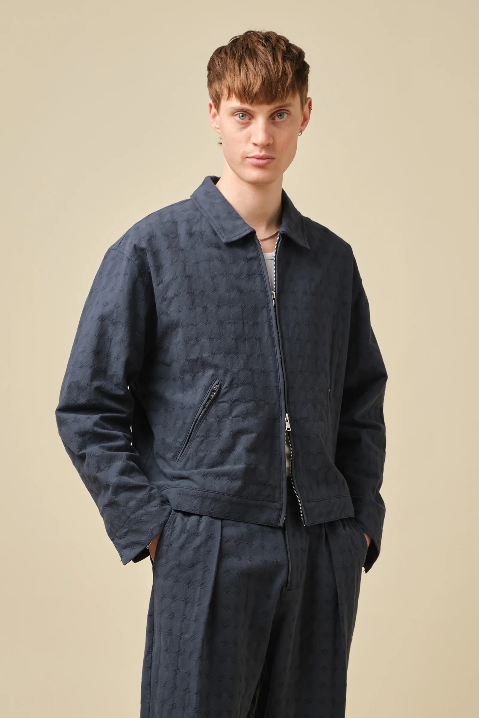 EMBROIDERED RIBIERA JACKET - NAVY - Image 3