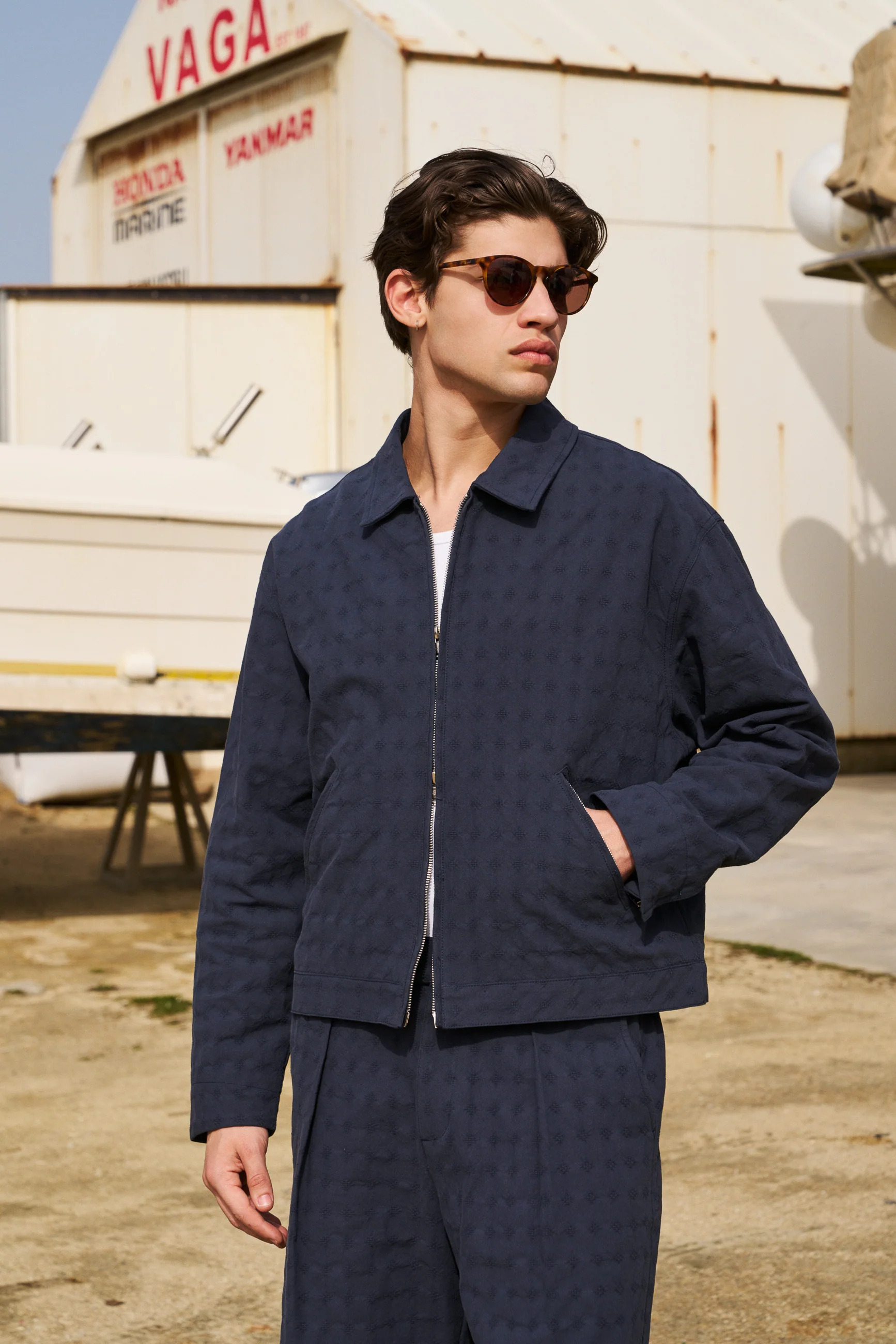 EMBROIDERED RIBIERA JACKET - NAVY - Image 6