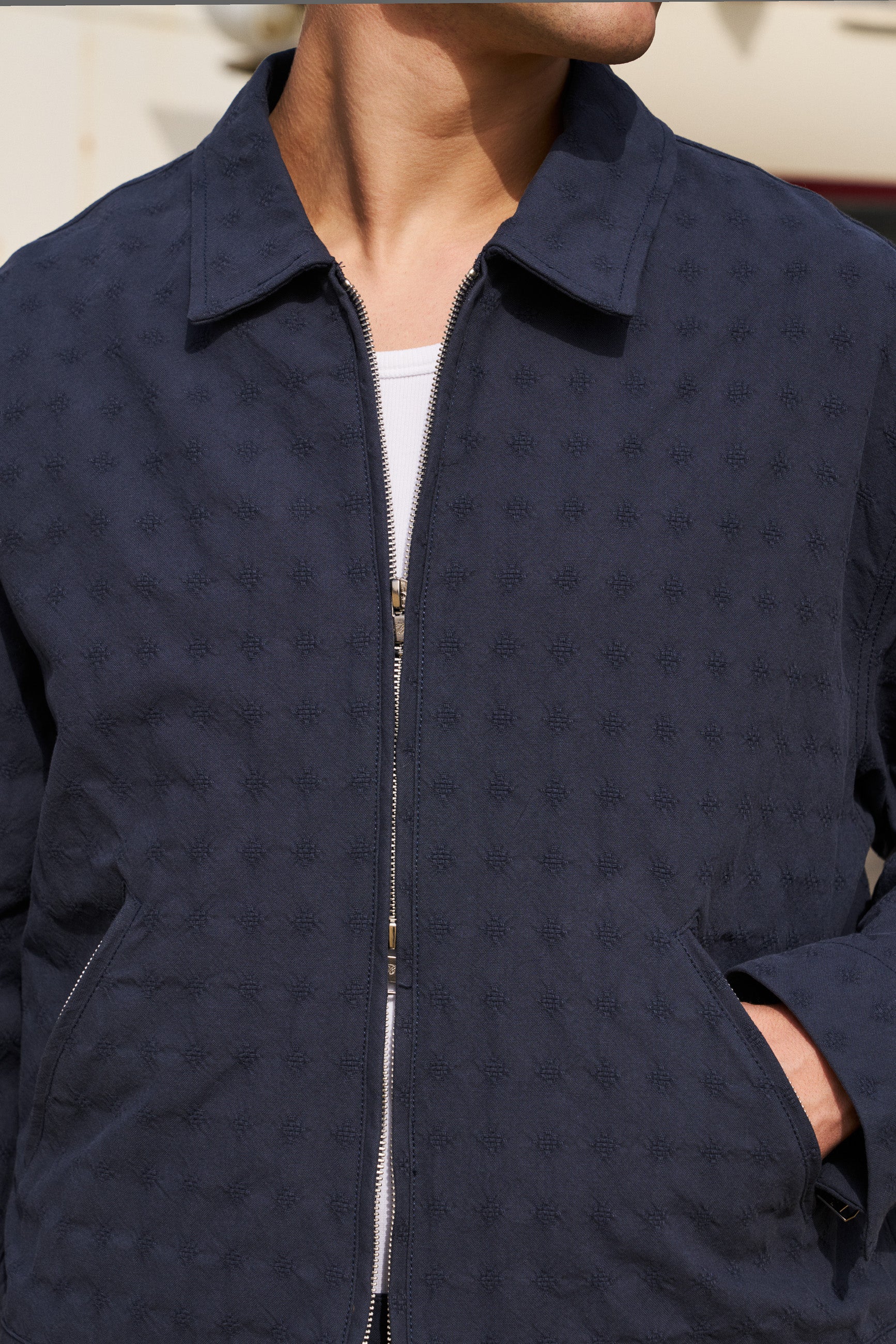EMBROIDERED RIBIERA JACKET - NAVY - Image 7